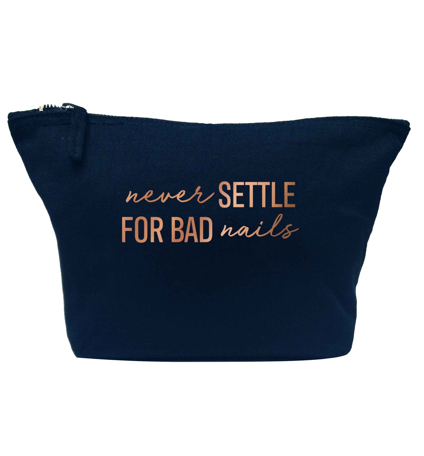 Never settle for bad nails - rose gold navy makeup bag