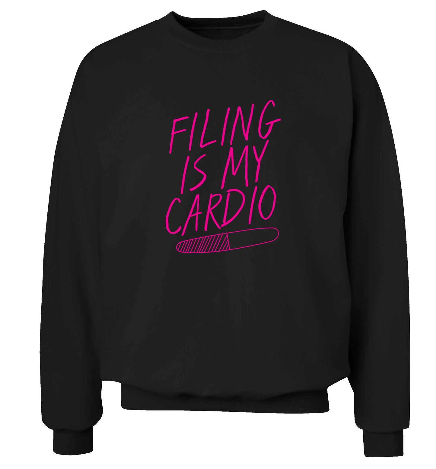 neon pink filing is my cardio adult's unisex black sweater 2XL