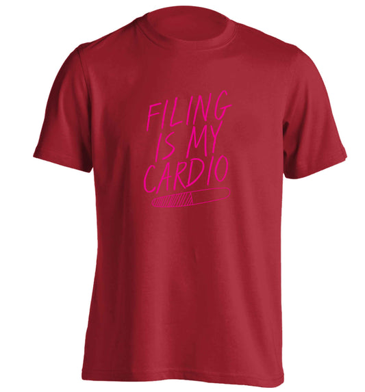 neon pink filing is my cardio adults unisex red Tshirt 2XL