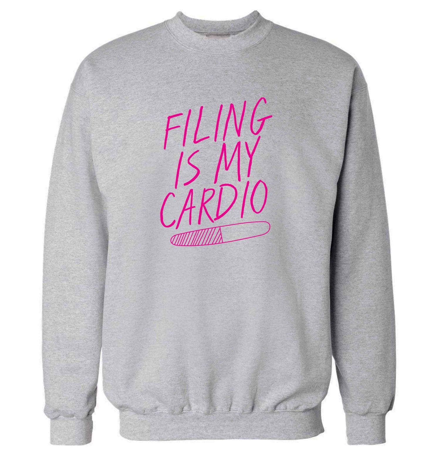neon pink filing is my cardio adult's unisex grey sweater 2XL