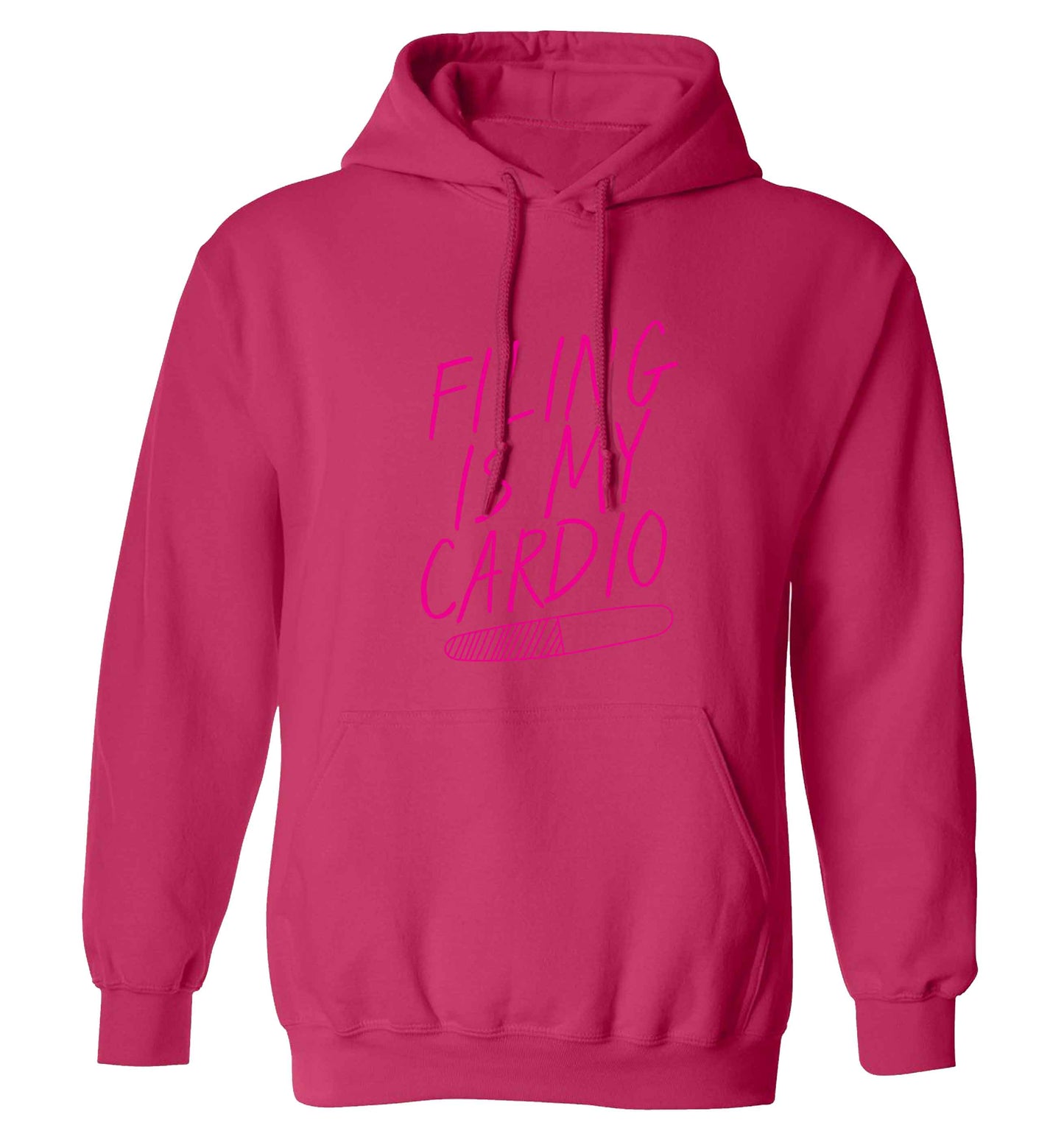 neon pink filing is my cardio adults unisex pink hoodie 2XL