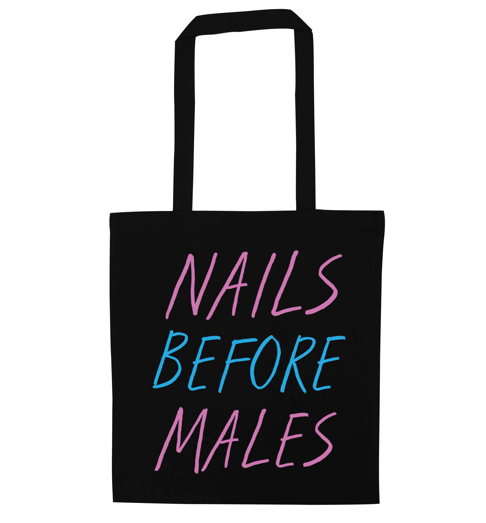Nails before males black tote bag