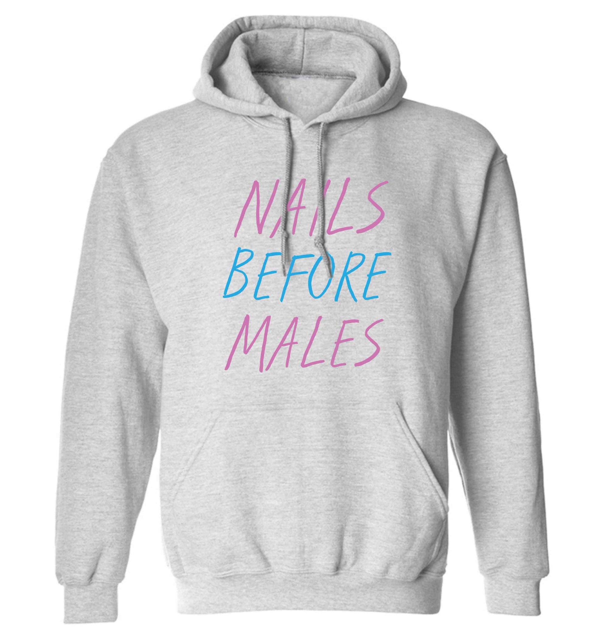 Nails before males adults unisex grey hoodie 2XL