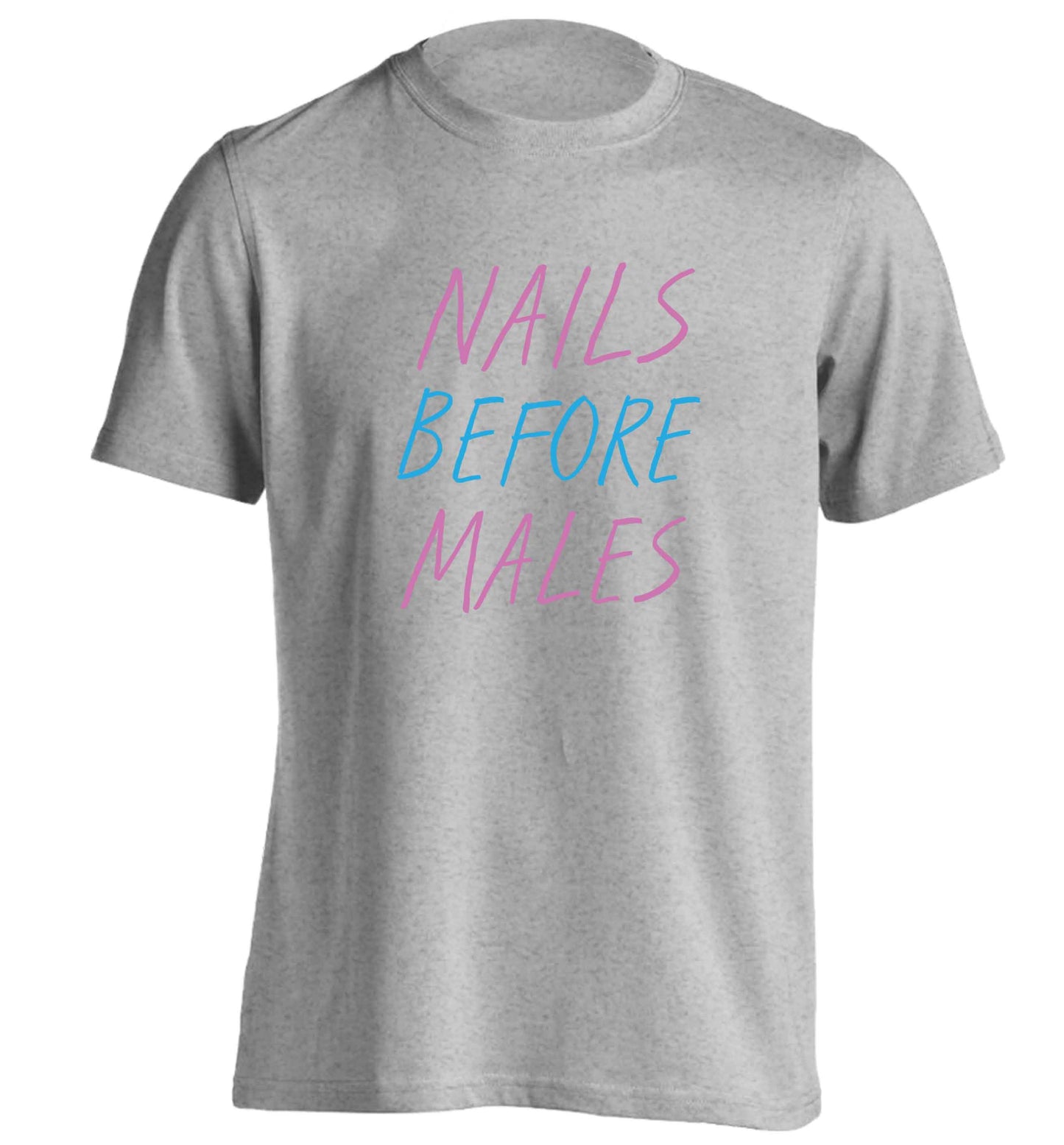 Nails before males adults unisex grey Tshirt 2XL