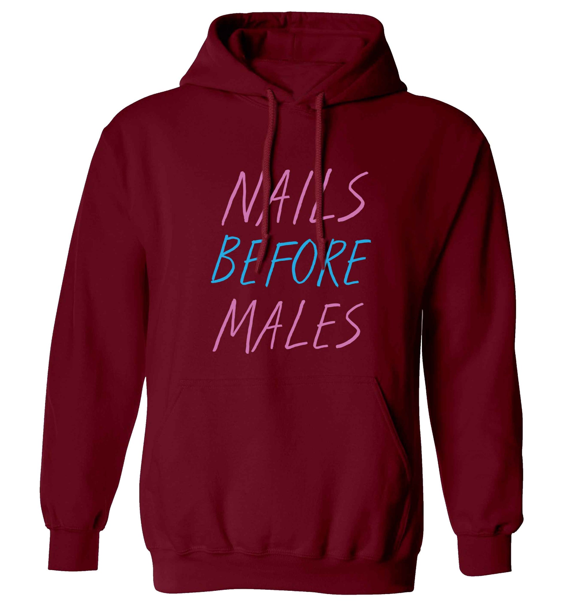 Nails before males adults unisex maroon hoodie 2XL