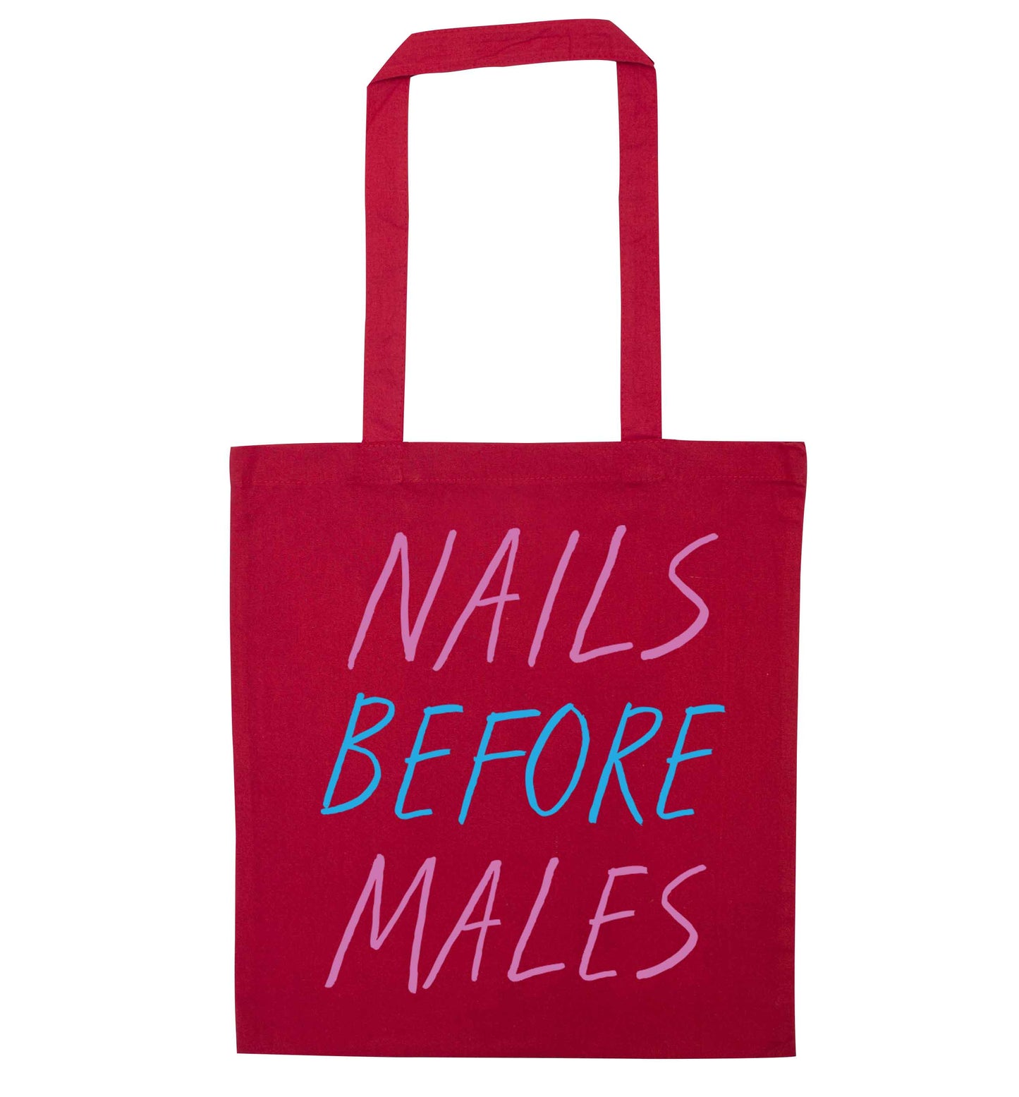 Nails before males red tote bag