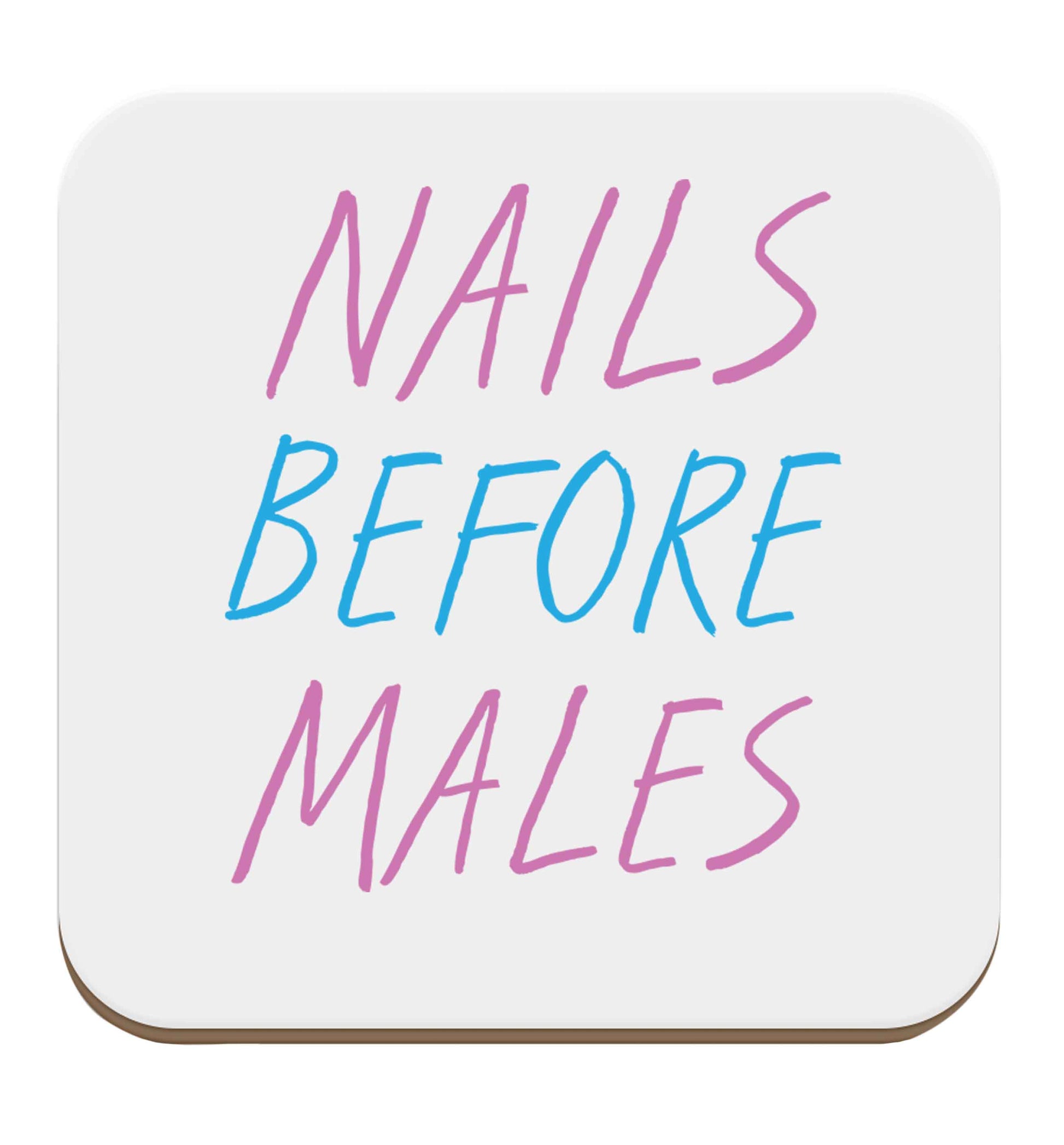 Nails before males set of four coasters