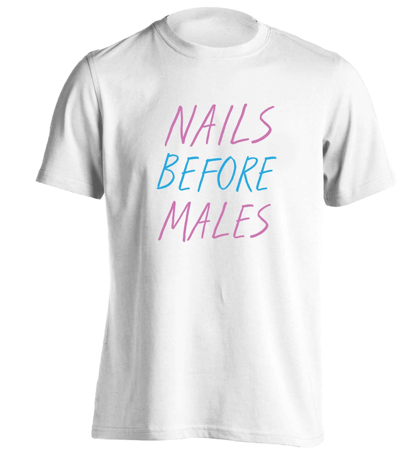 Nails before males adults unisex white Tshirt 2XL