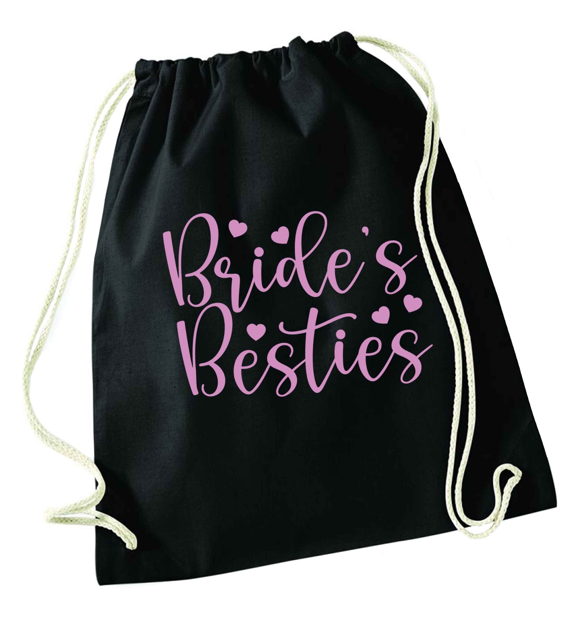 Brides besties black drawstring bag