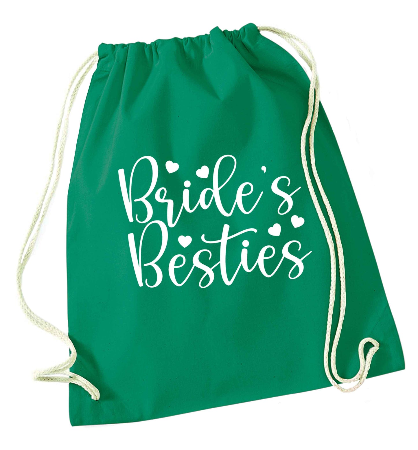 Brides besties green drawstring bag