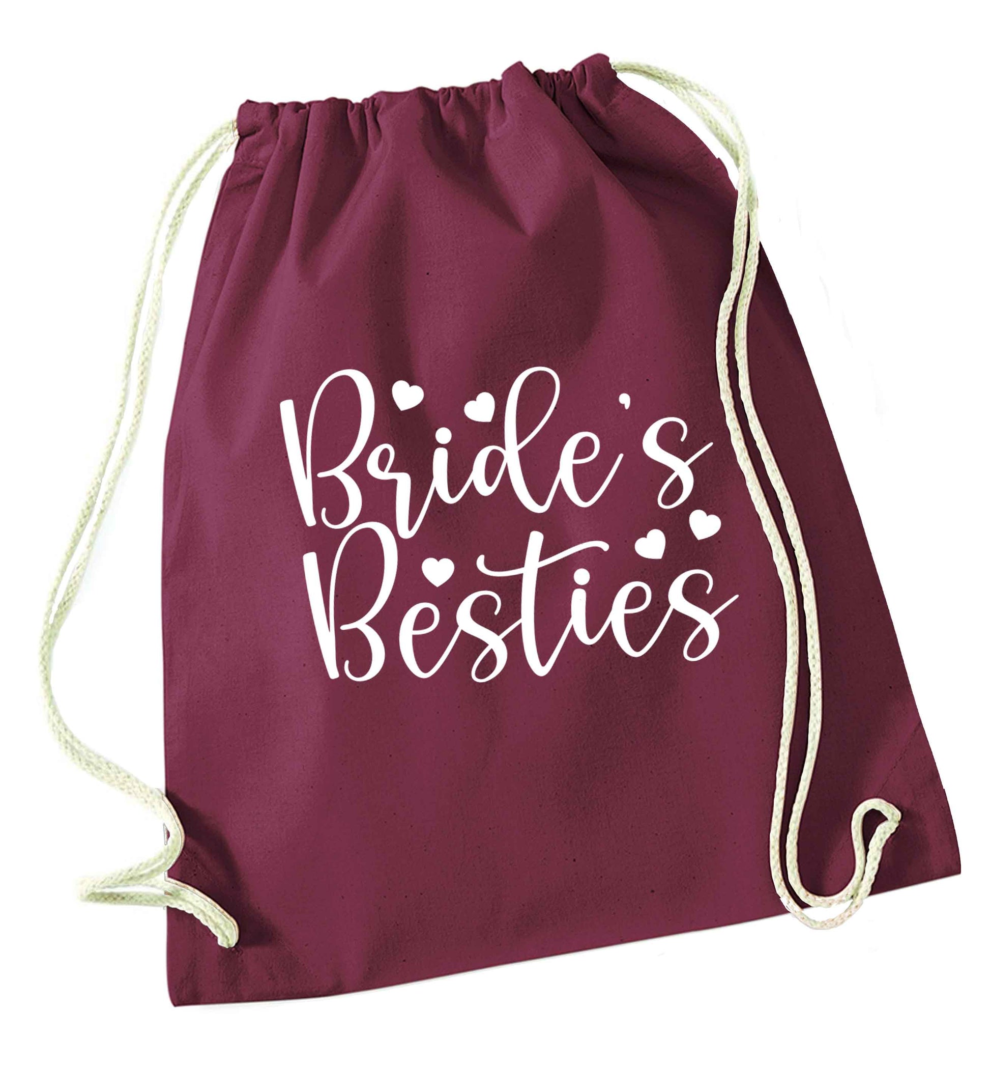 Brides besties maroon drawstring bag