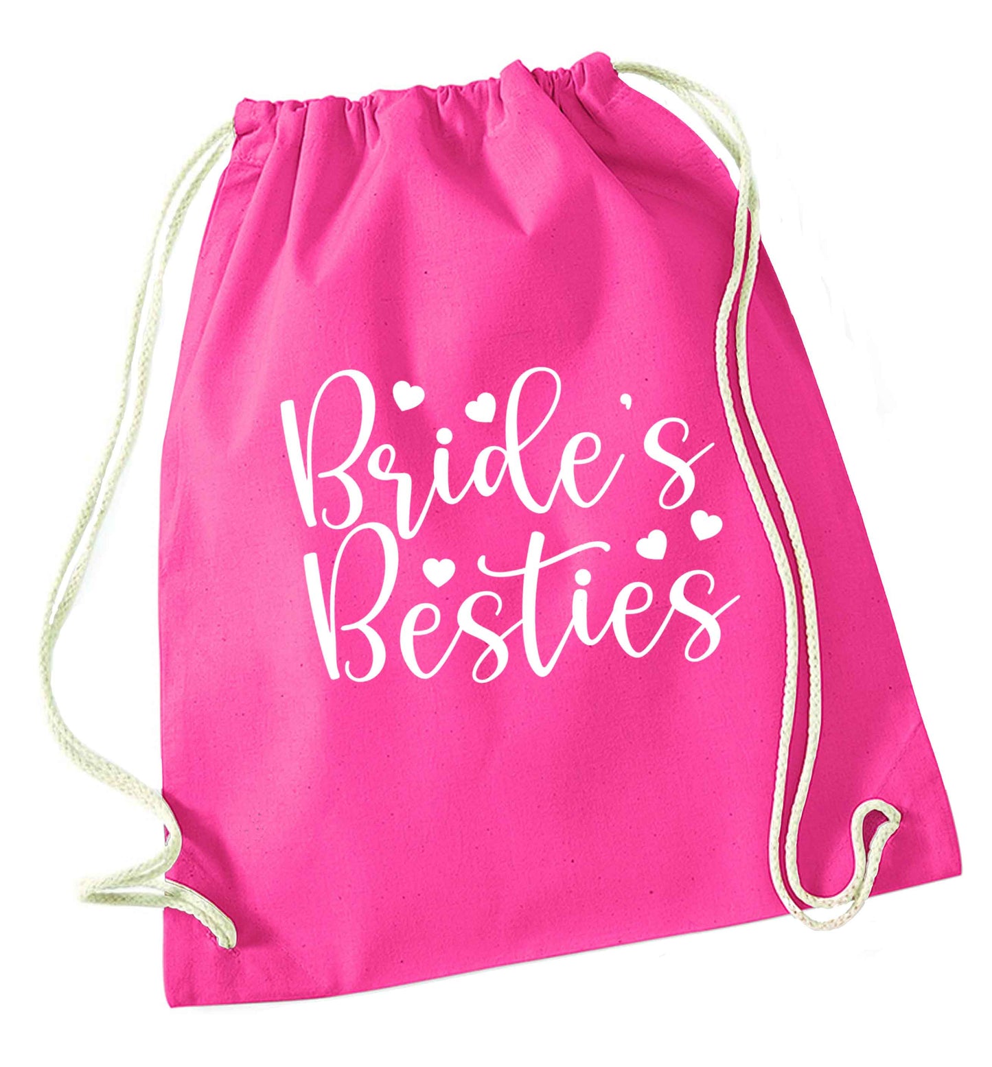 Brides besties pink drawstring bag