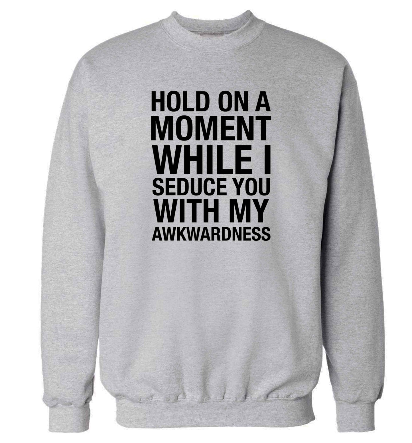 Hold on a moment while I seduce you with my awkwardness adult's unisex grey sweater 2XL