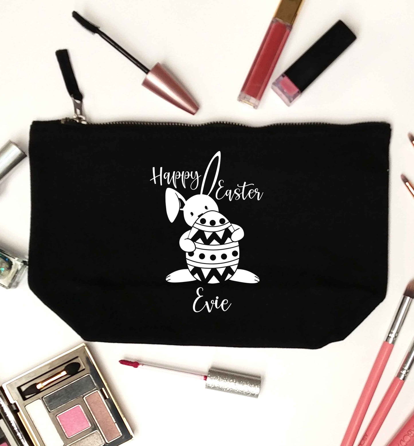 Happy Easter - personalised black makeup bag