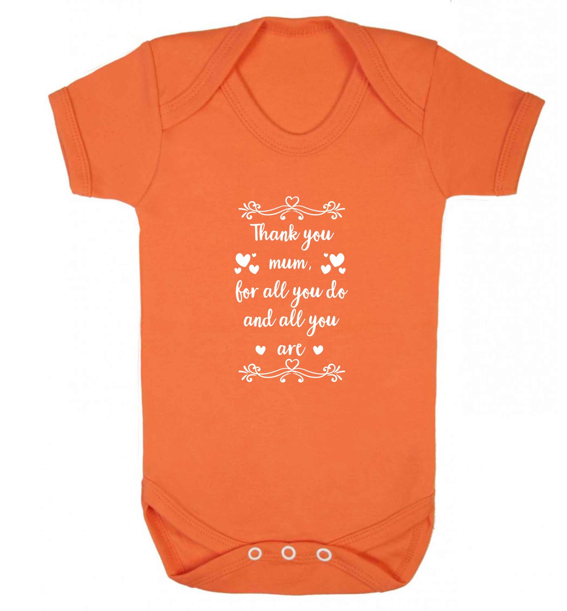 Gorgeous gifts for mums on mother's day! Thank you mum for all you do and all you are baby vest orange 18-24 months