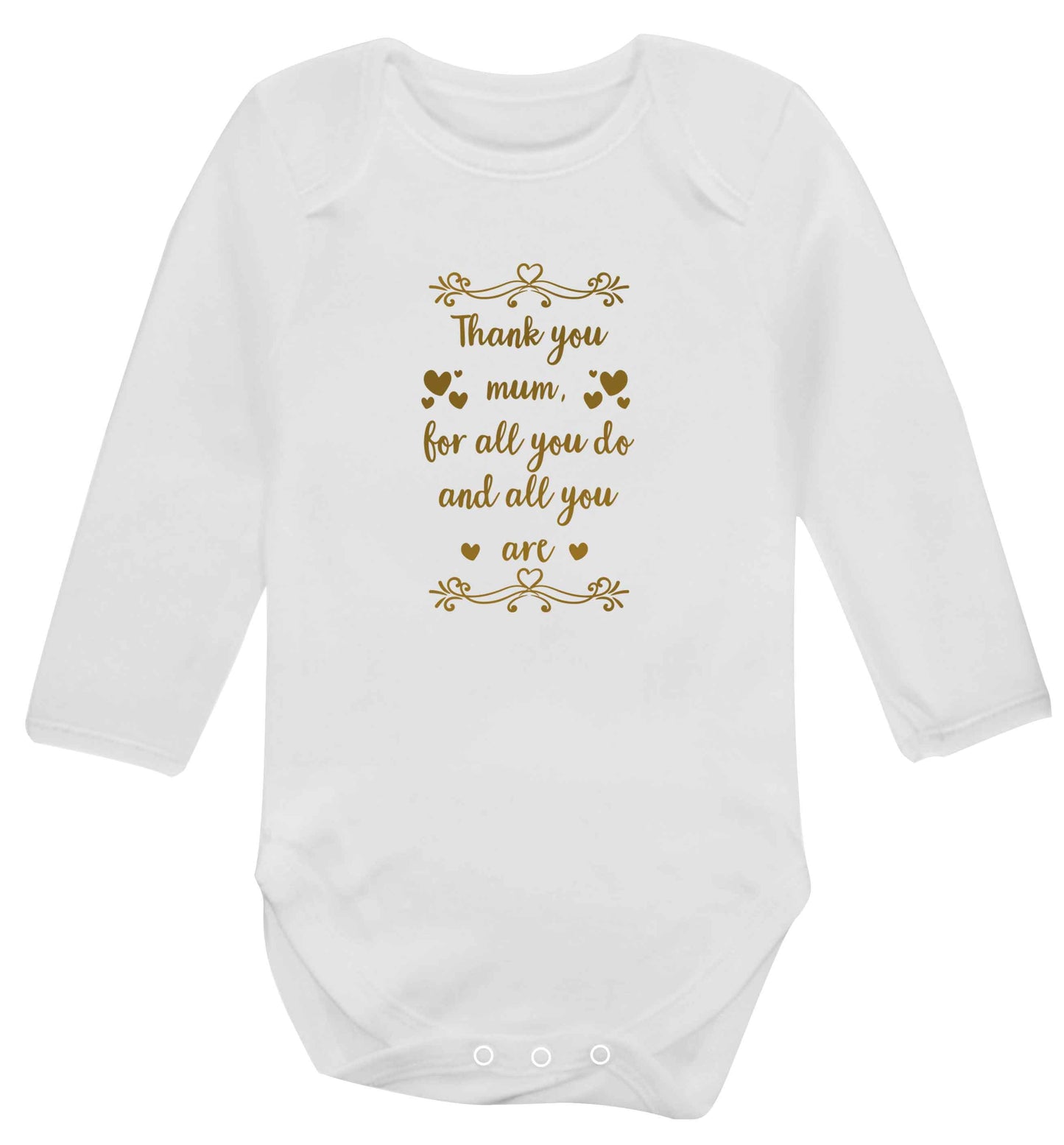 Gorgeous gifts for mums on mother's day! Thank you mum for all you do and all you are baby vest long sleeved white 6-12 months