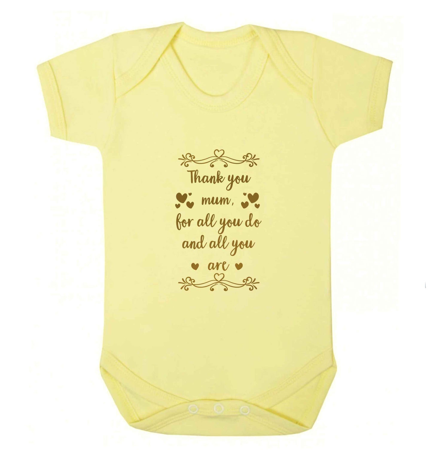Gorgeous gifts for mums on mother's day! Thank you mum for all you do and all you are baby vest pale yellow 18-24 months