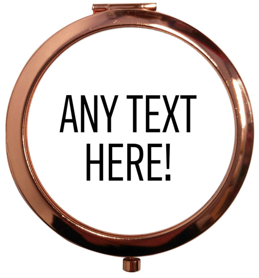 Any text here rose gold circle pocket mirror