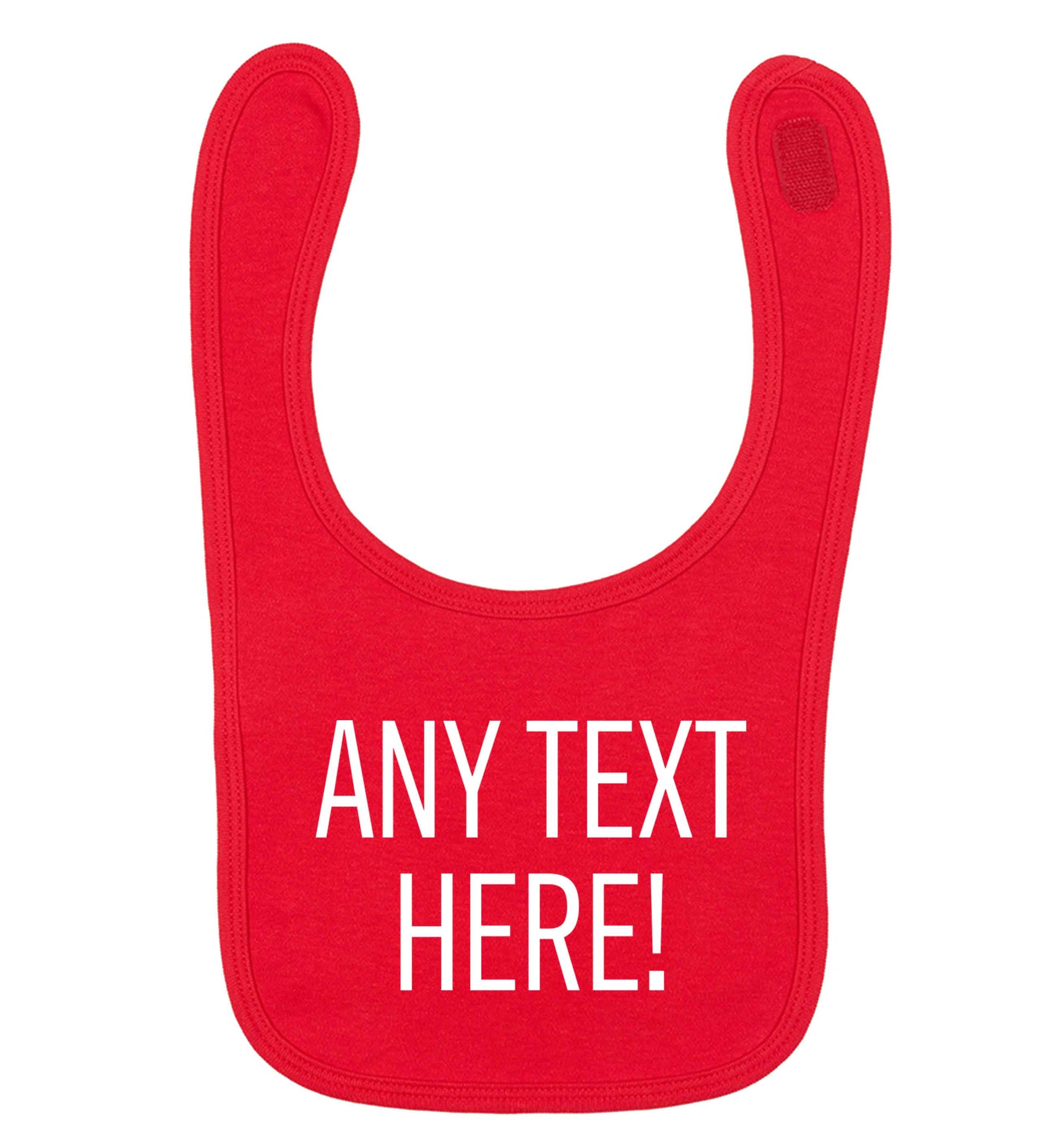 Any text here red baby bib