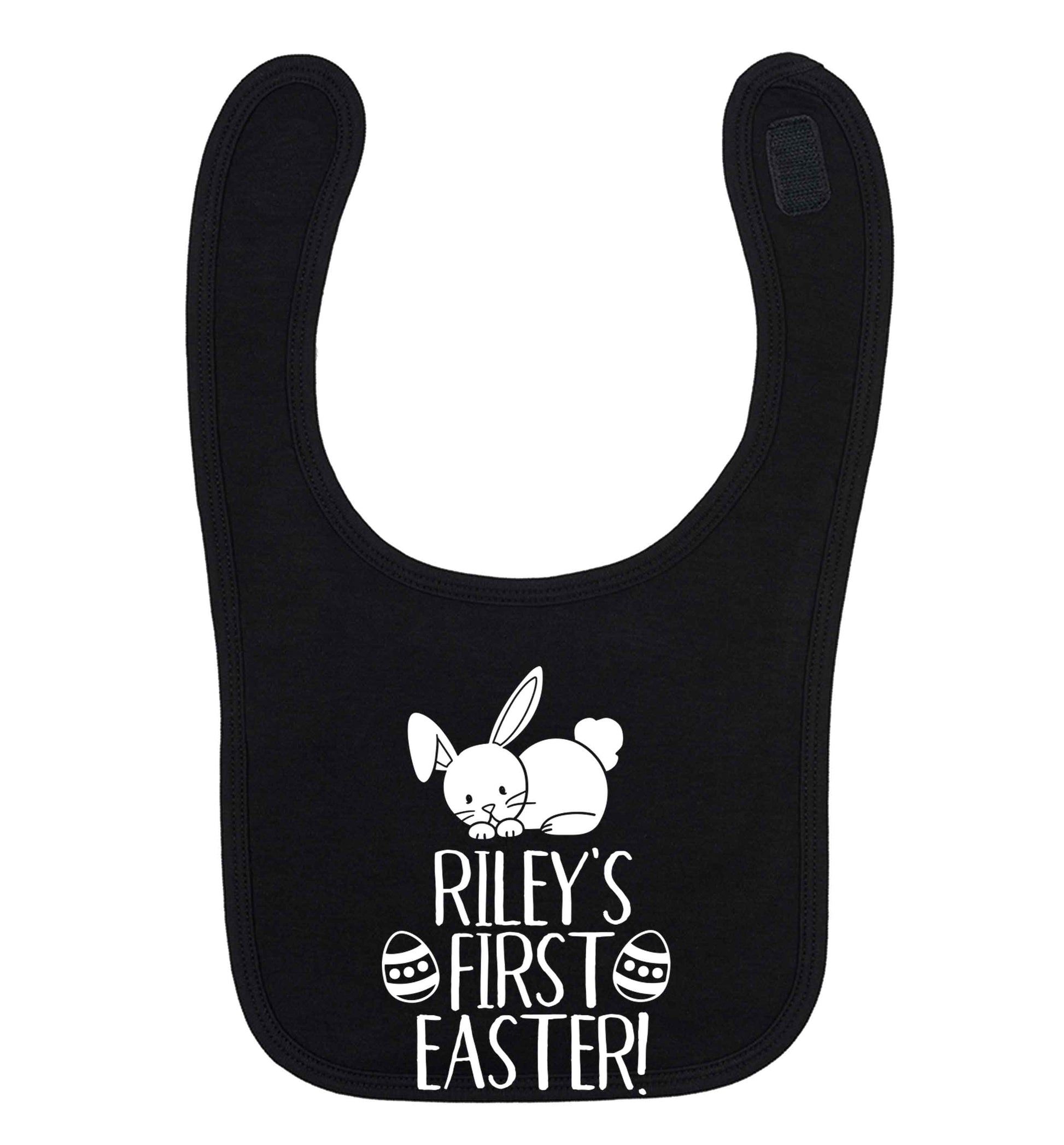 Personalised first Easter black baby bib