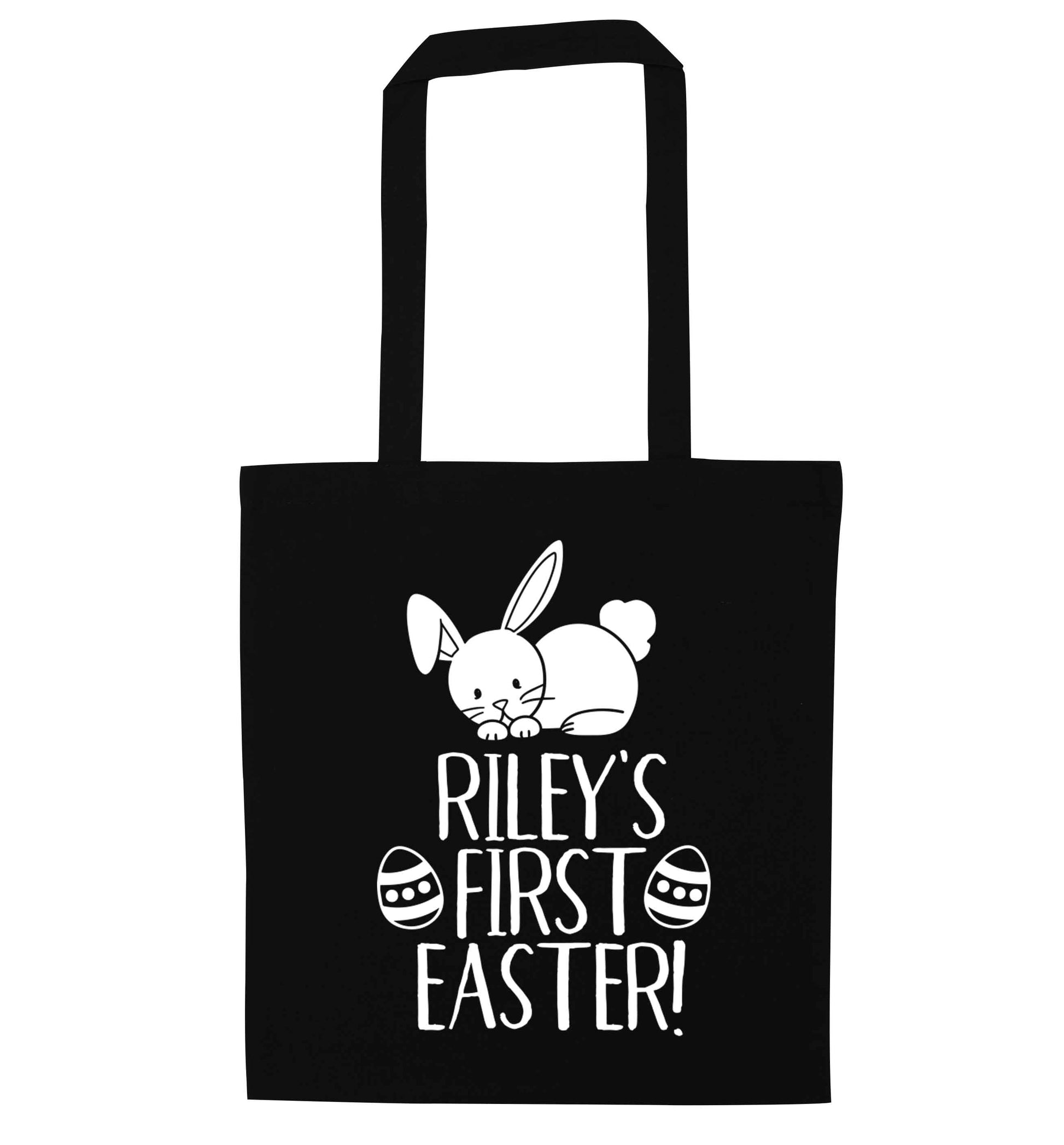 Personalised first Easter black tote bag