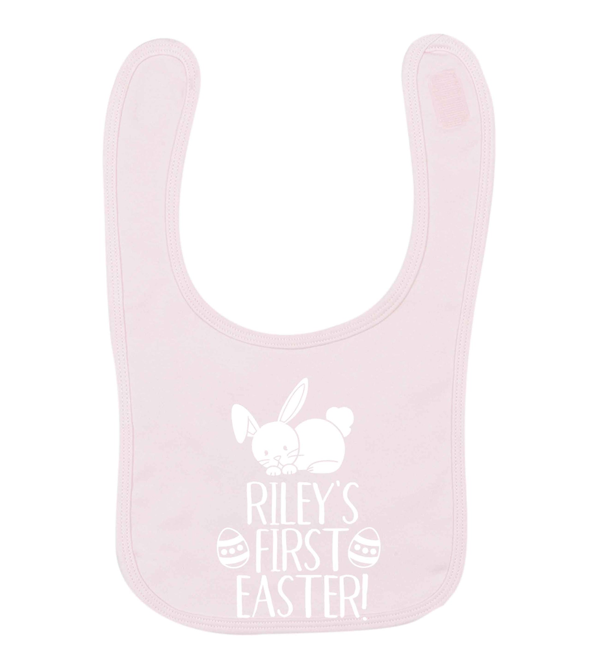 Personalised first Easter pale pink baby bib