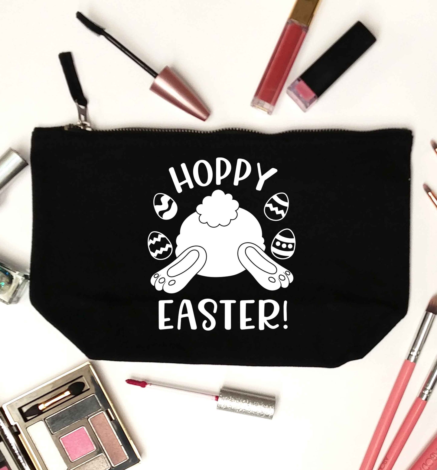 Hoppy Easter black makeup bag
