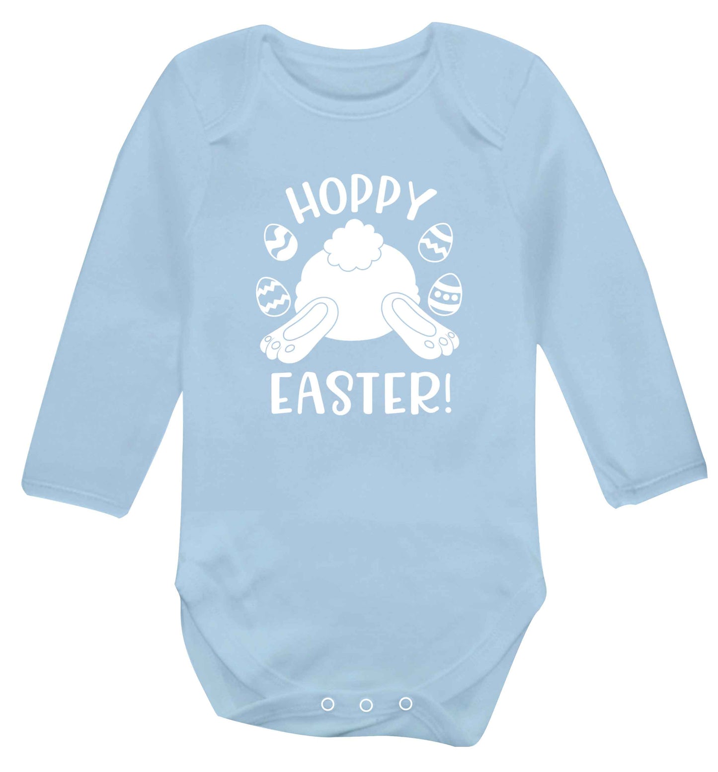 Hoppy Easter baby vest long sleeved pale blue 6-12 months