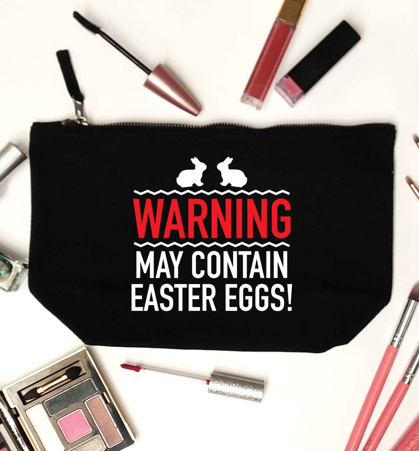Warning may contain Easter eggs black makeup bag