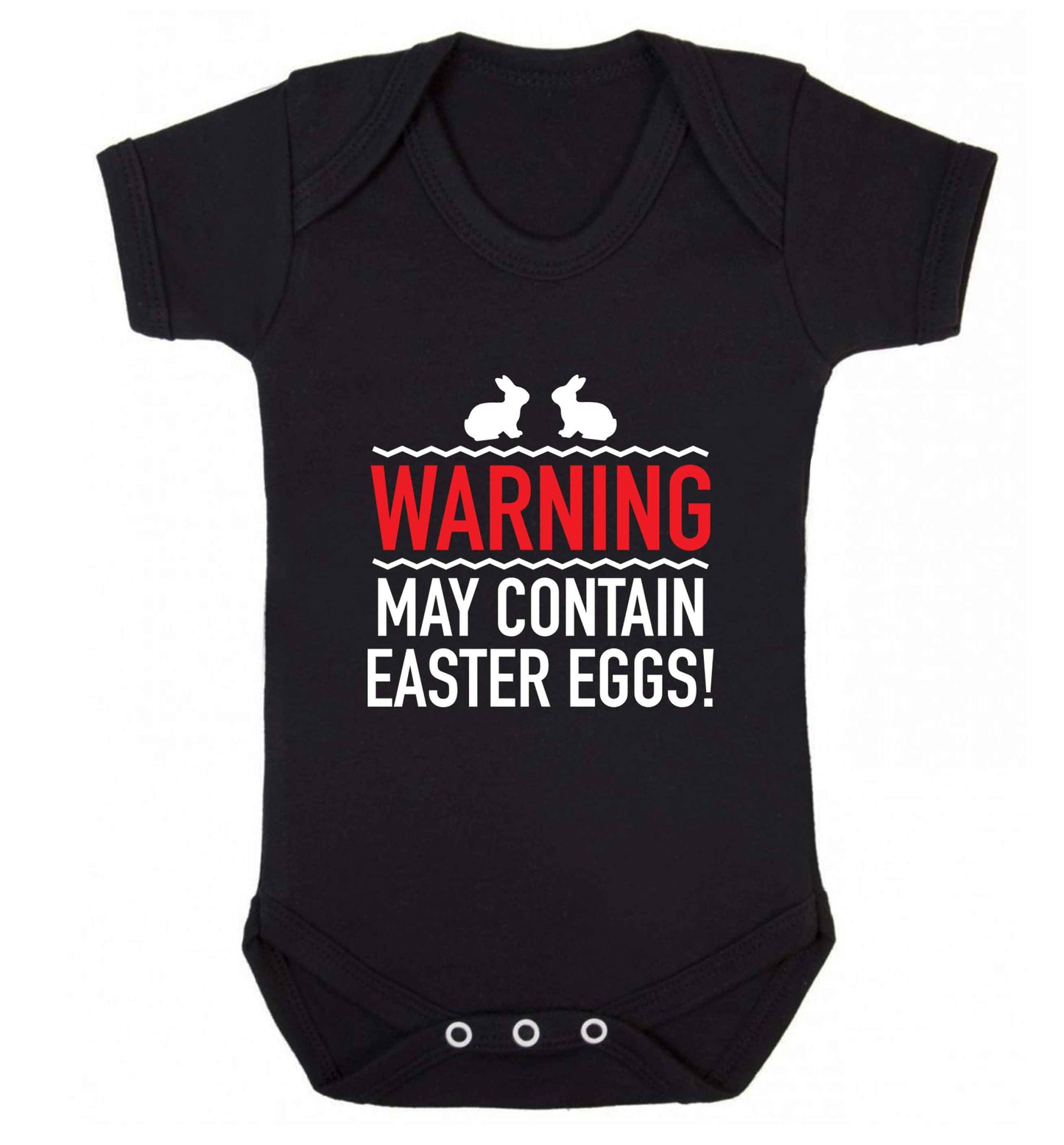 Warning may contain Easter eggs baby vest black 18-24 months
