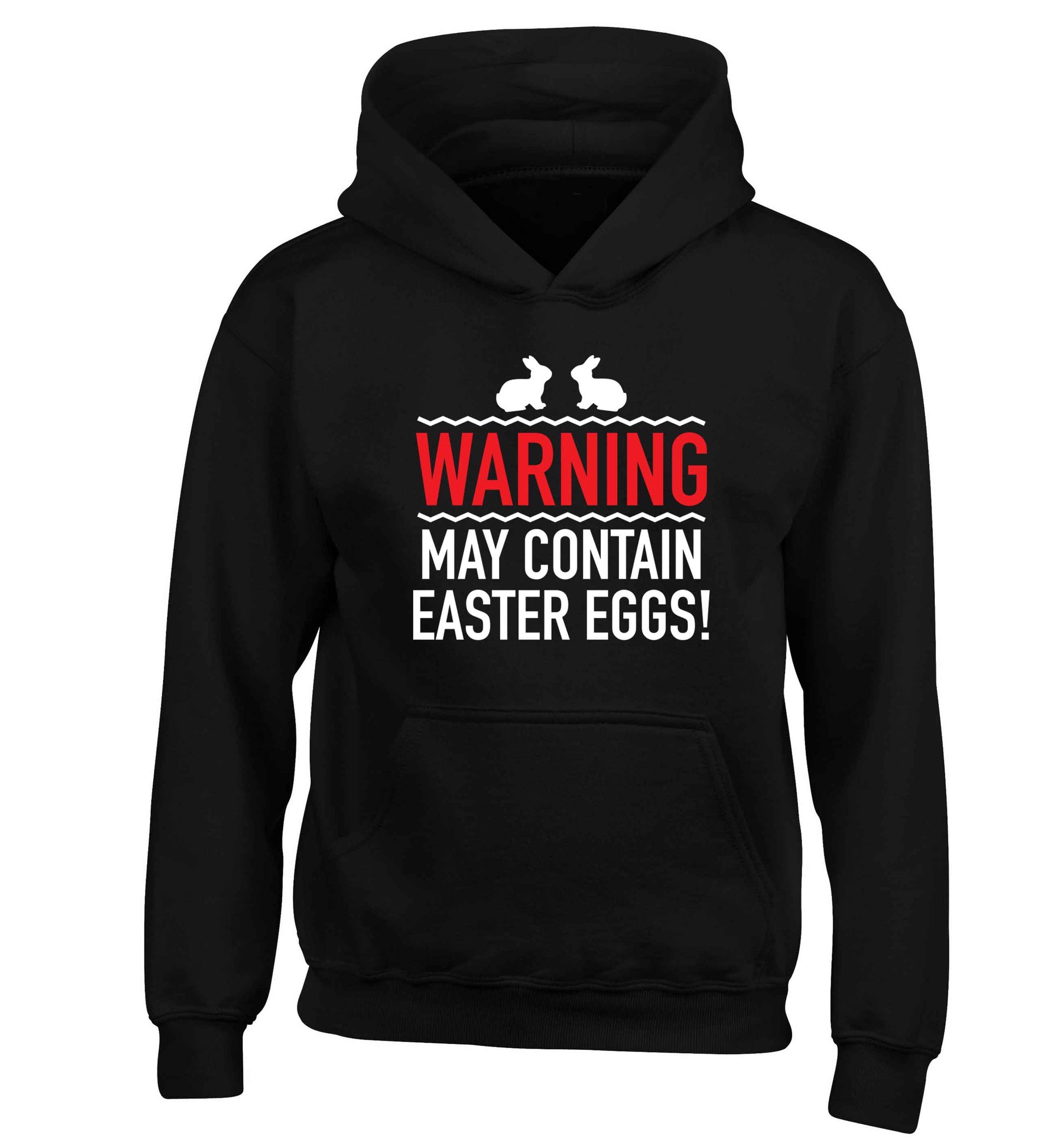 Warning may contain Easter eggs children's black hoodie 12-13 Years