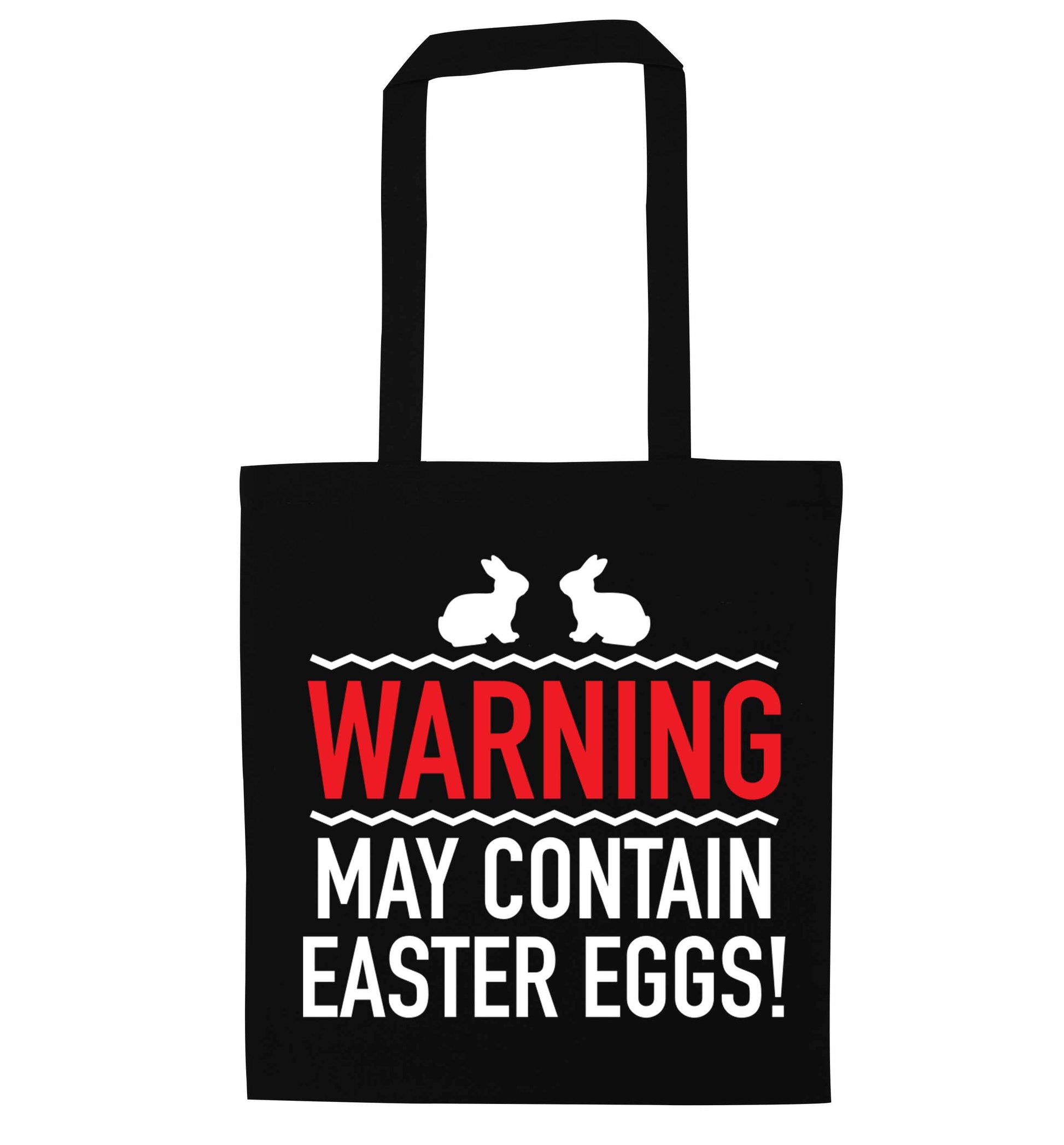 Warning may contain Easter eggs black tote bag