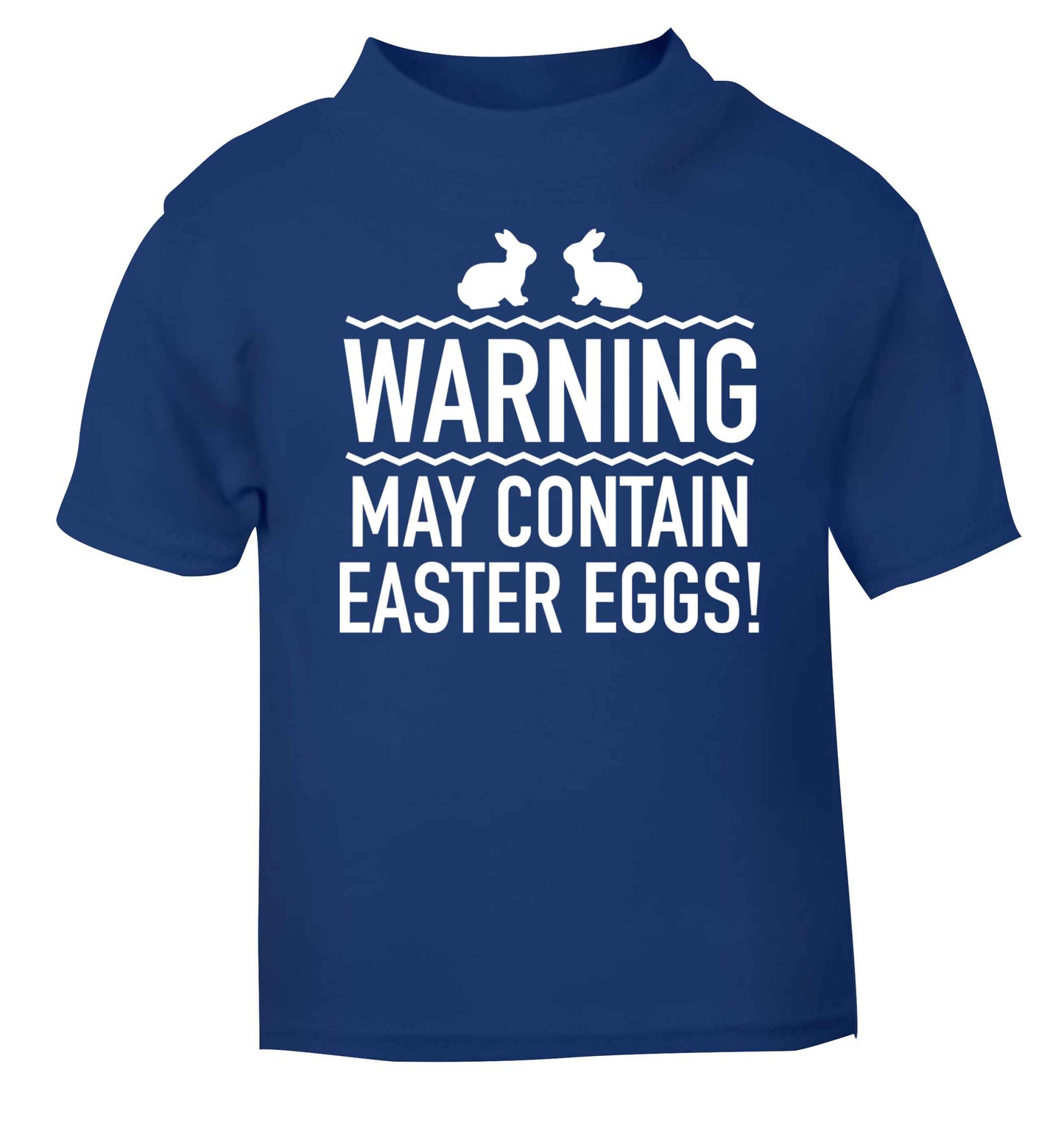 Warning may contain Easter eggs blue baby toddler Tshirt 2 Years