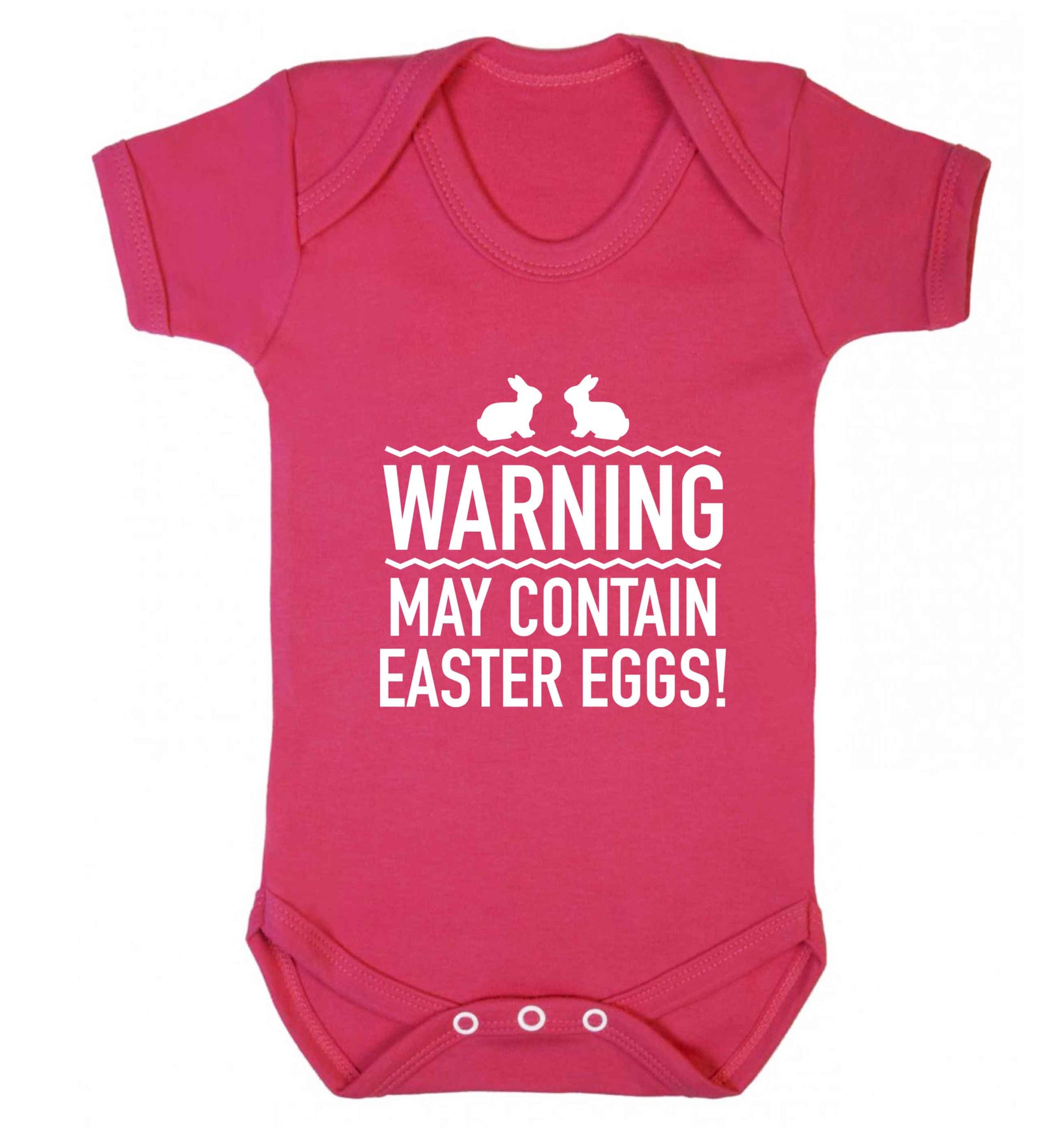 Warning may contain Easter eggs baby vest dark pink 18-24 months