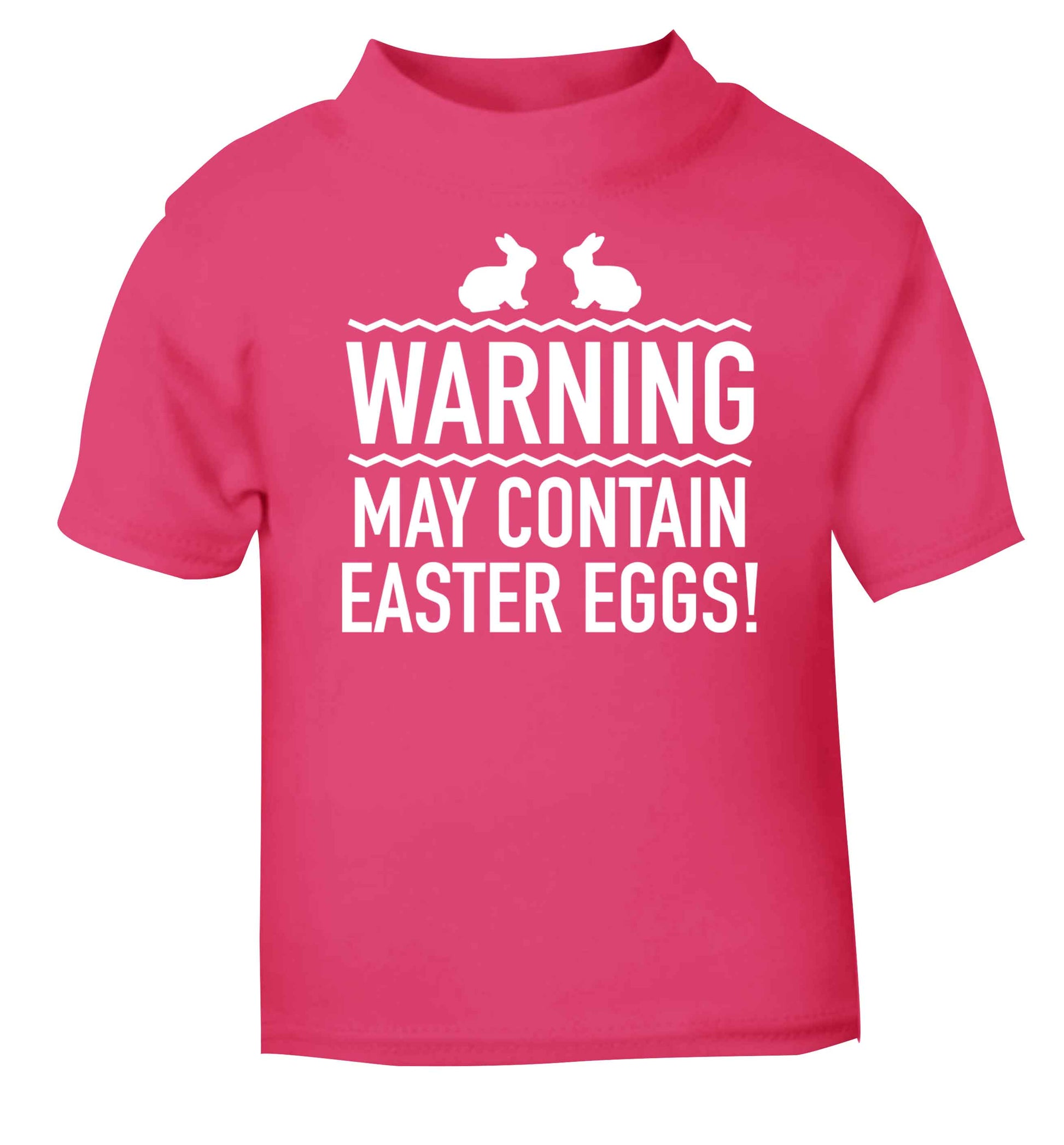 Warning may contain Easter eggs pink baby toddler Tshirt 2 Years
