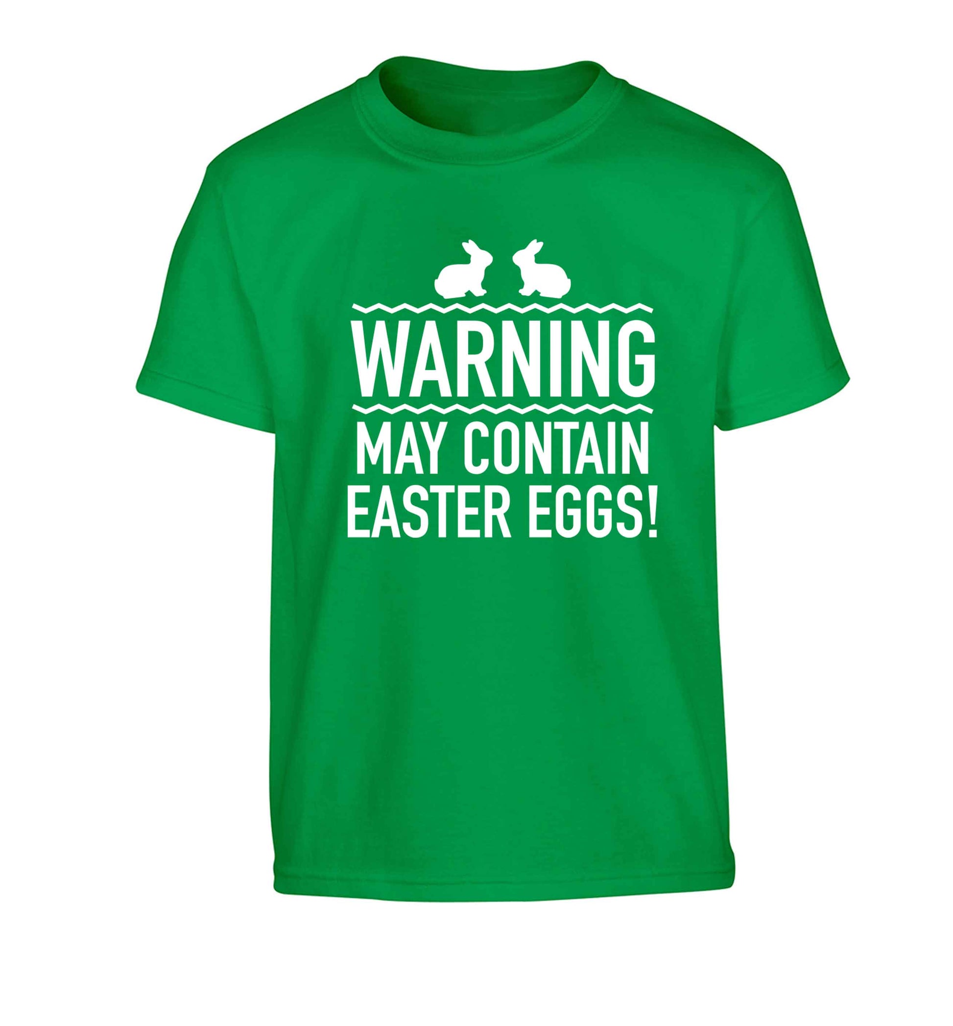 Warning may contain Easter eggs Children's green Tshirt 12-13 Years