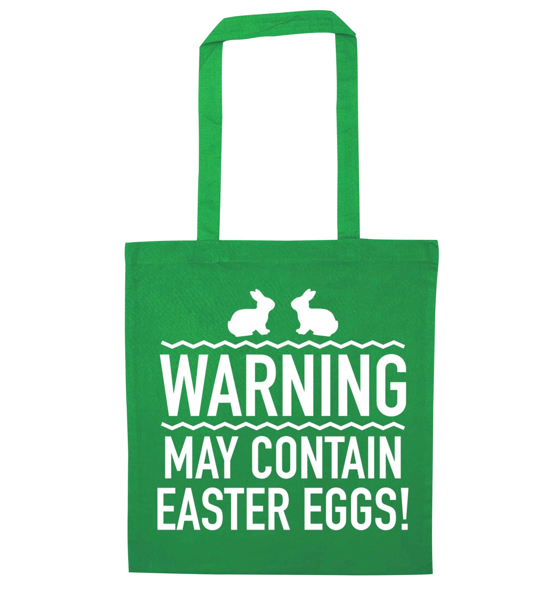 Warning may contain Easter eggs green tote bag