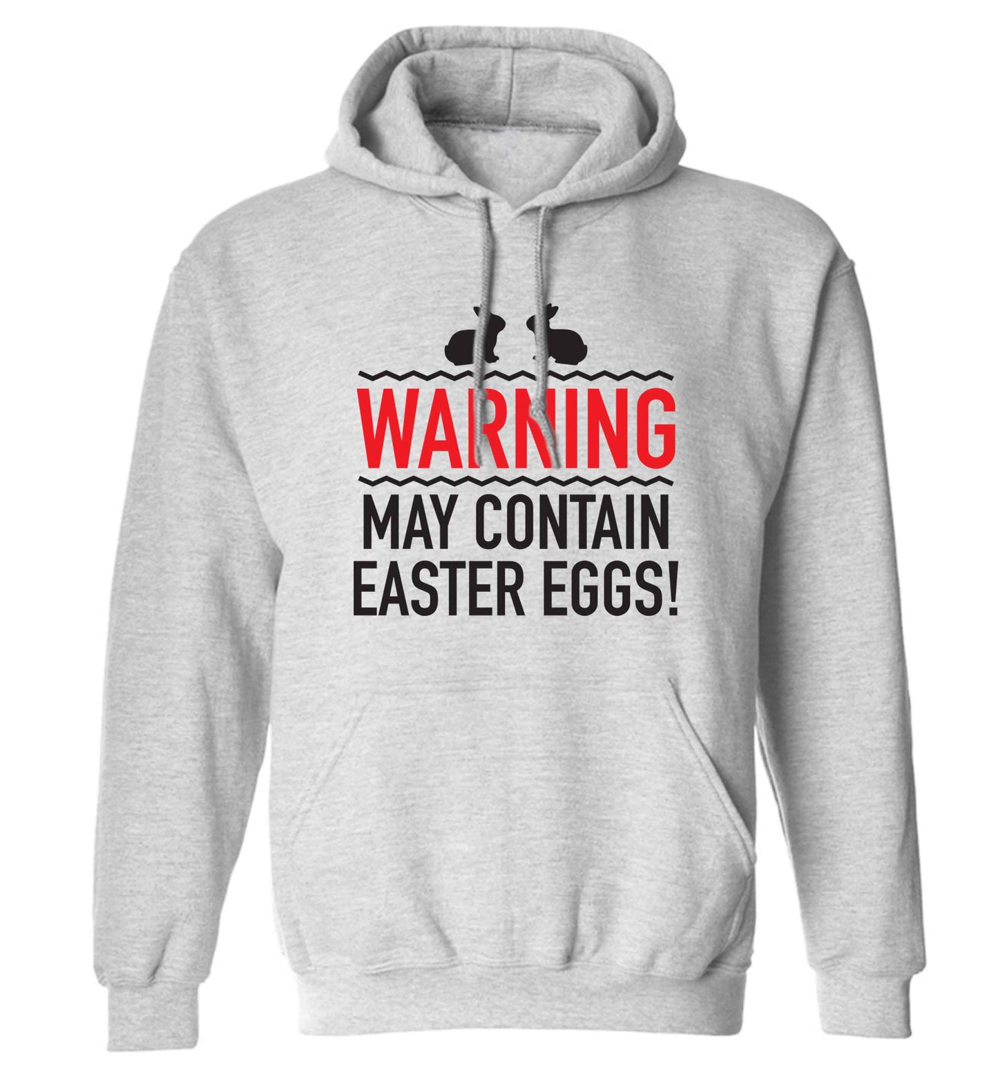 Warning may contain Easter eggs adults unisex grey hoodie 2XL