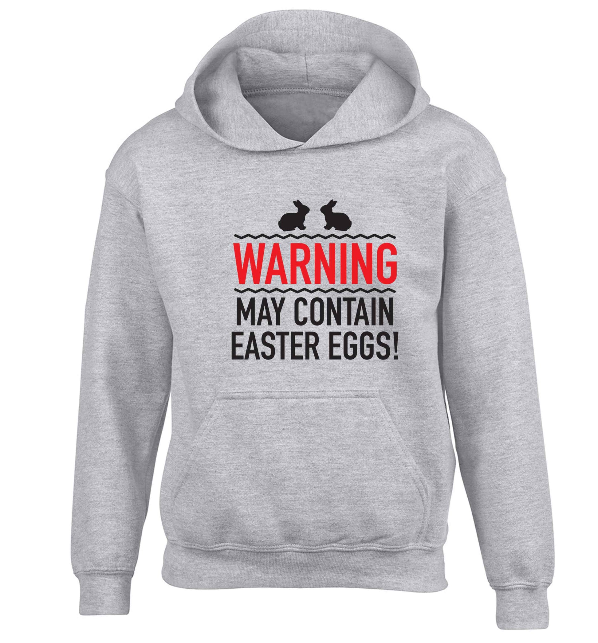 Warning may contain Easter eggs children's grey hoodie 12-13 Years
