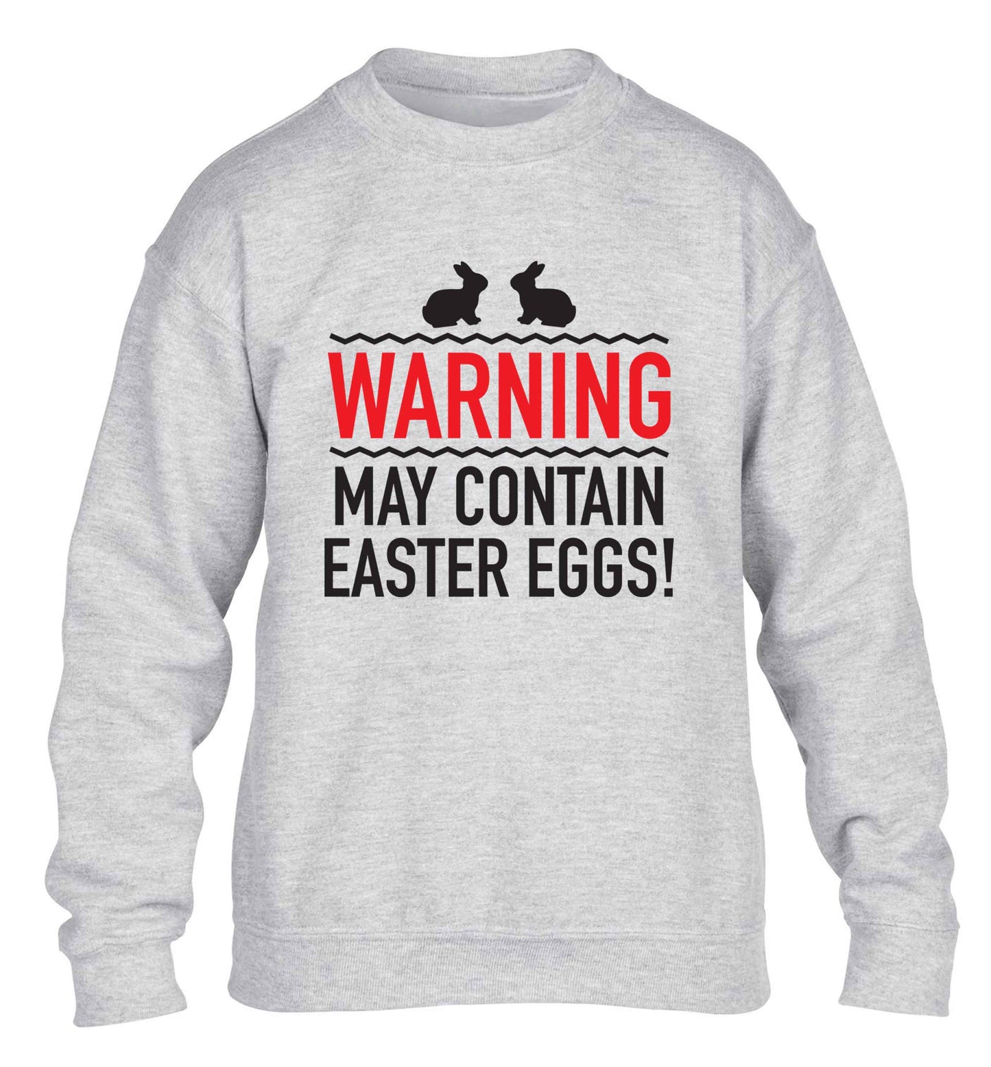 Warning may contain Easter eggs children's grey sweater 12-13 Years