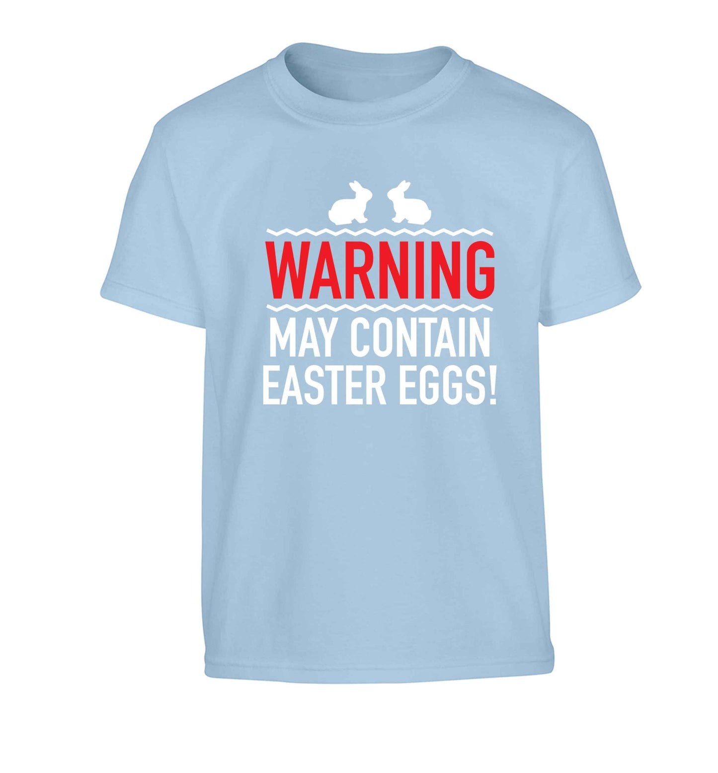 Warning may contain Easter eggs Children's light blue Tshirt 12-13 Years