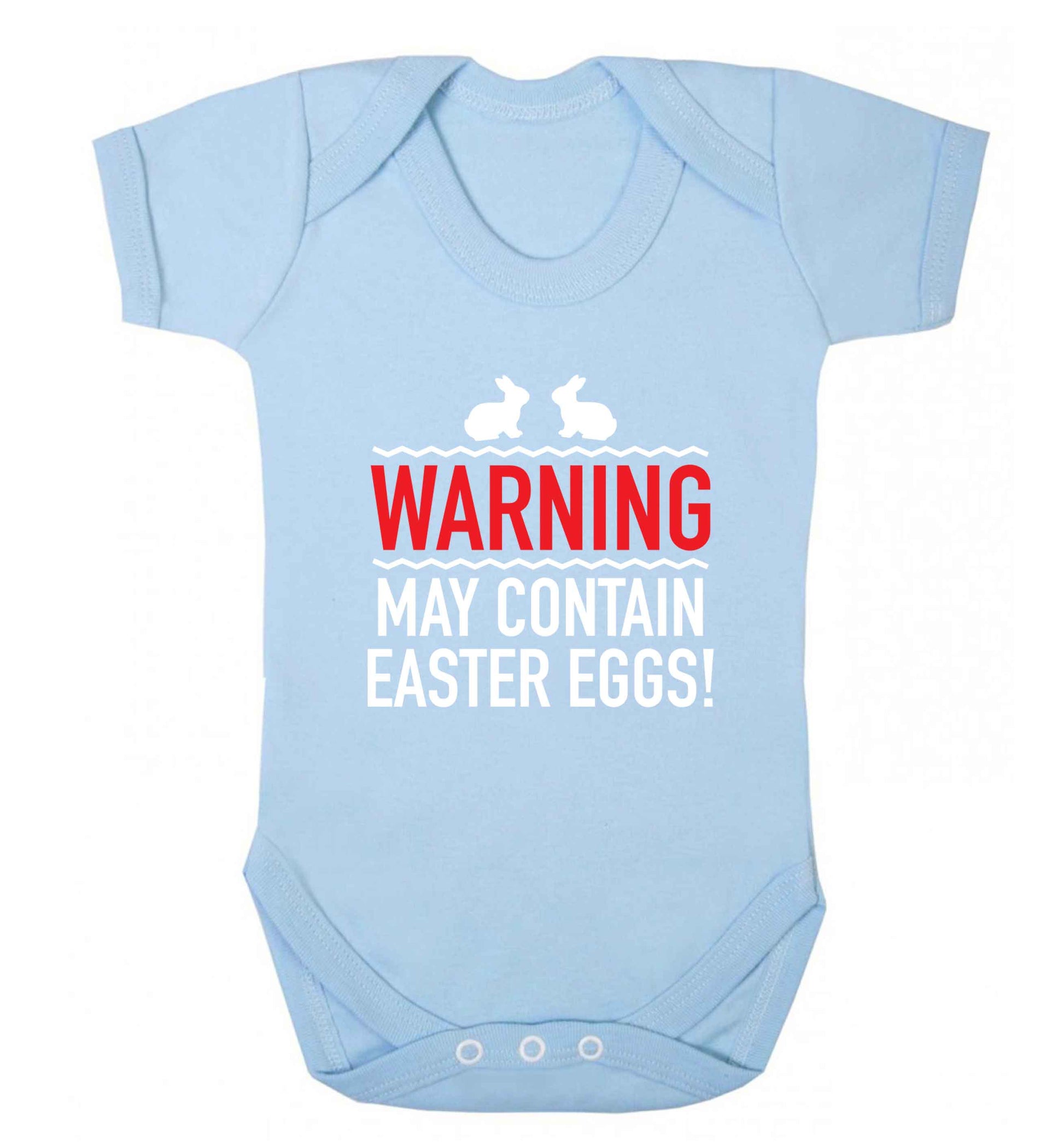 Warning may contain Easter eggs baby vest pale blue 18-24 months