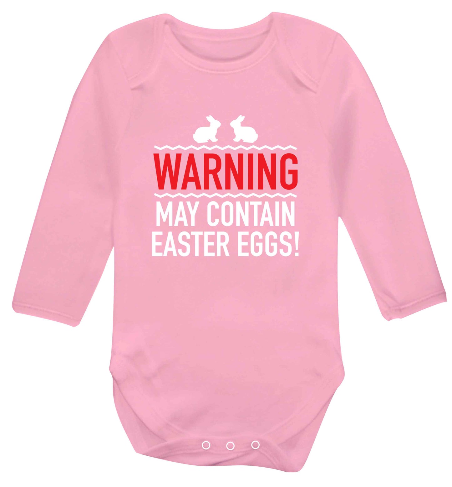 Warning may contain Easter eggs baby vest long sleeved pale pink 6-12 months