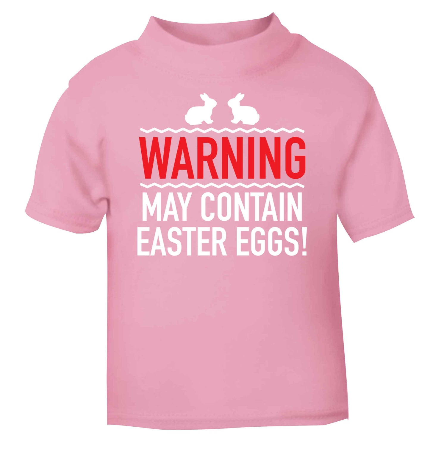 Warning may contain Easter eggs light pink baby toddler Tshirt 2 Years