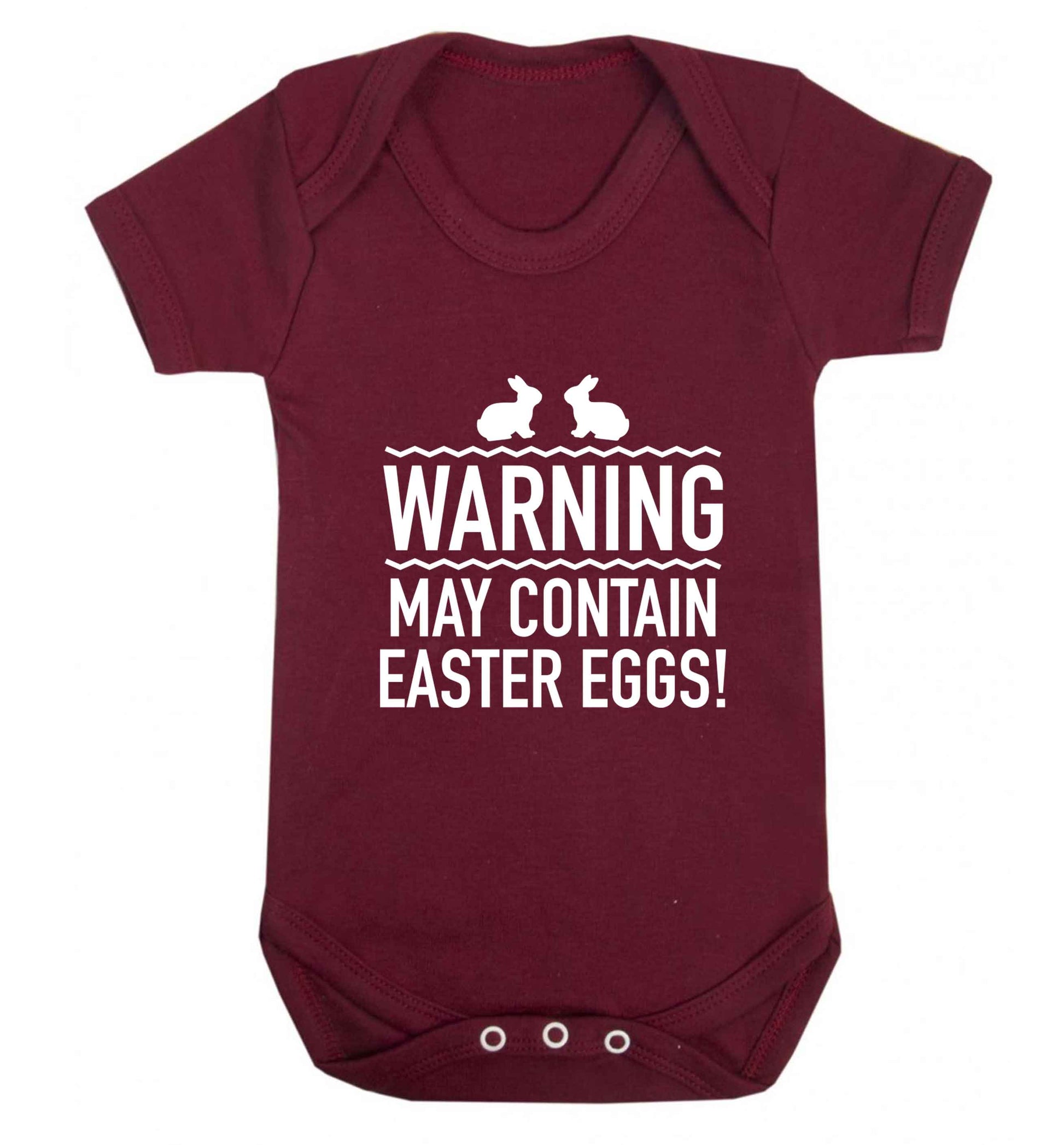 Warning may contain Easter eggs baby vest maroon 18-24 months