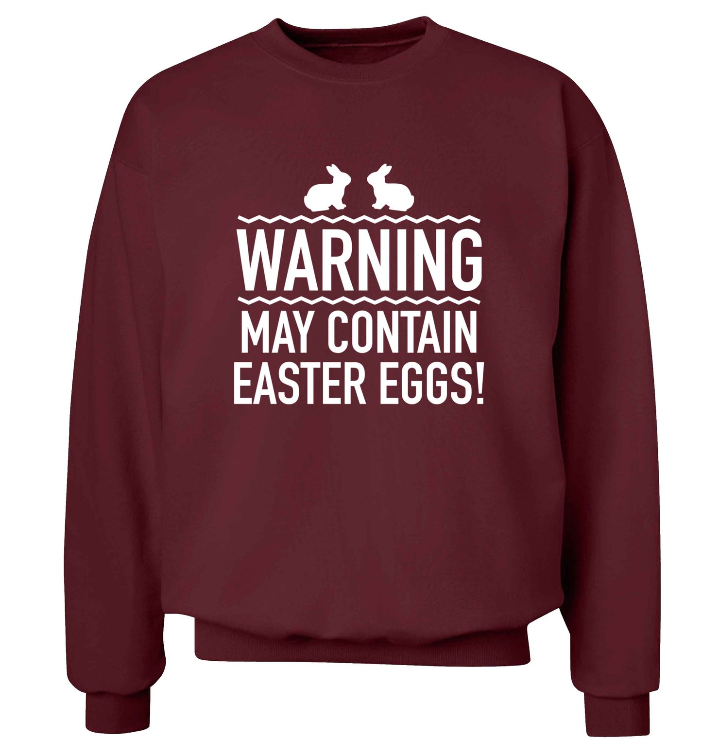 Warning may contain Easter eggs adult's unisex maroon sweater 2XL