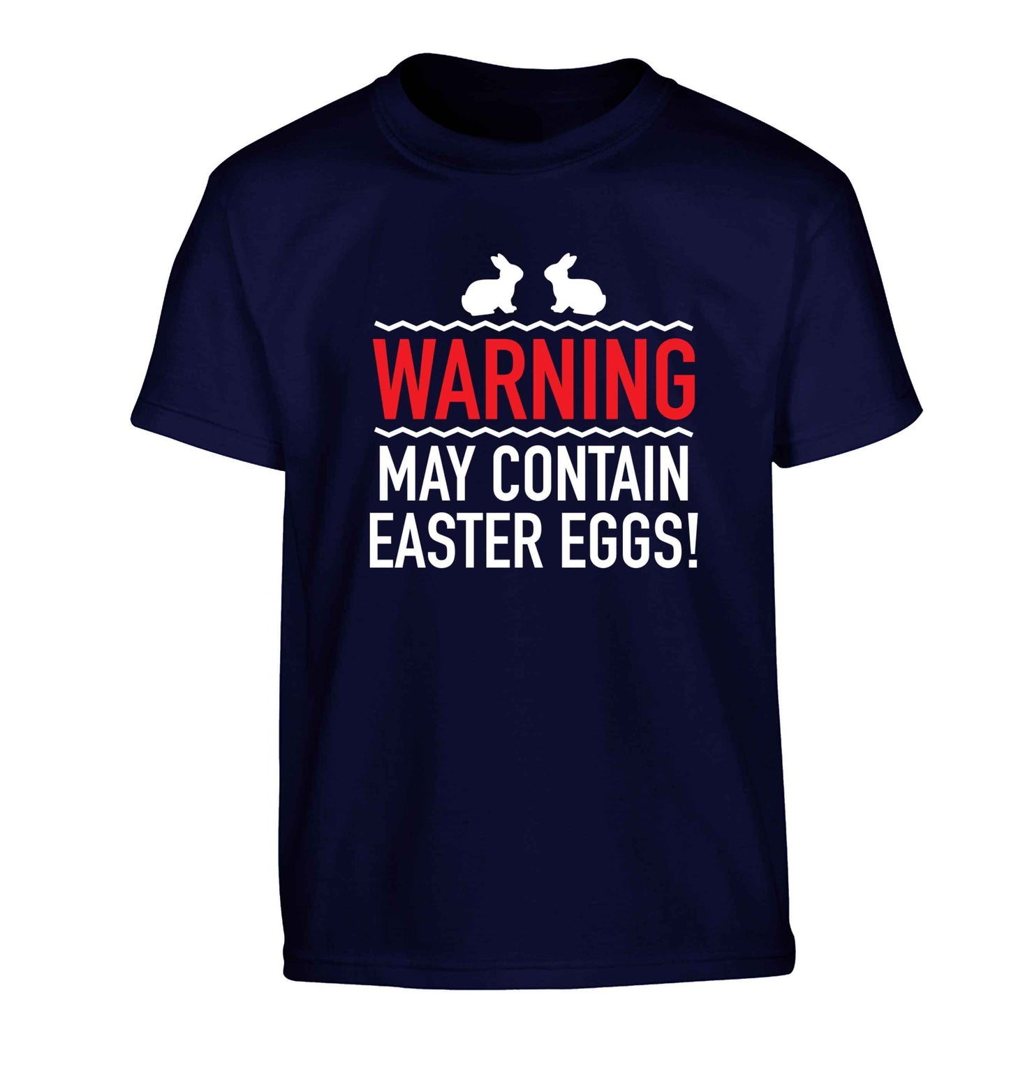 Warning may contain Easter eggs Children's navy Tshirt 12-13 Years