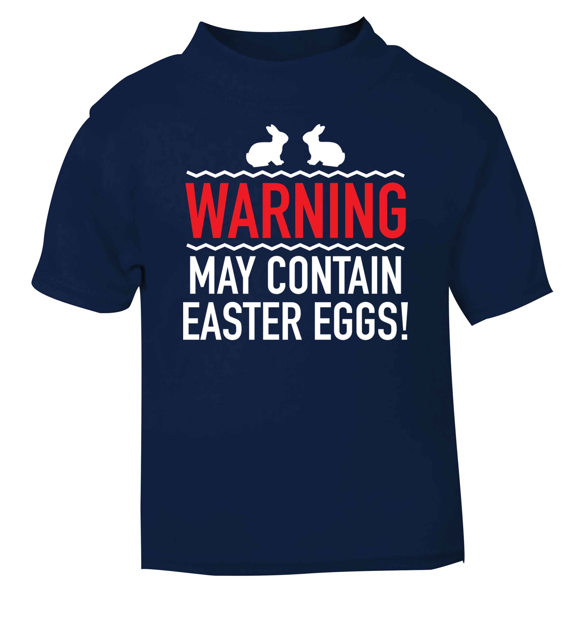 Warning may contain Easter eggs navy baby toddler Tshirt 2 Years