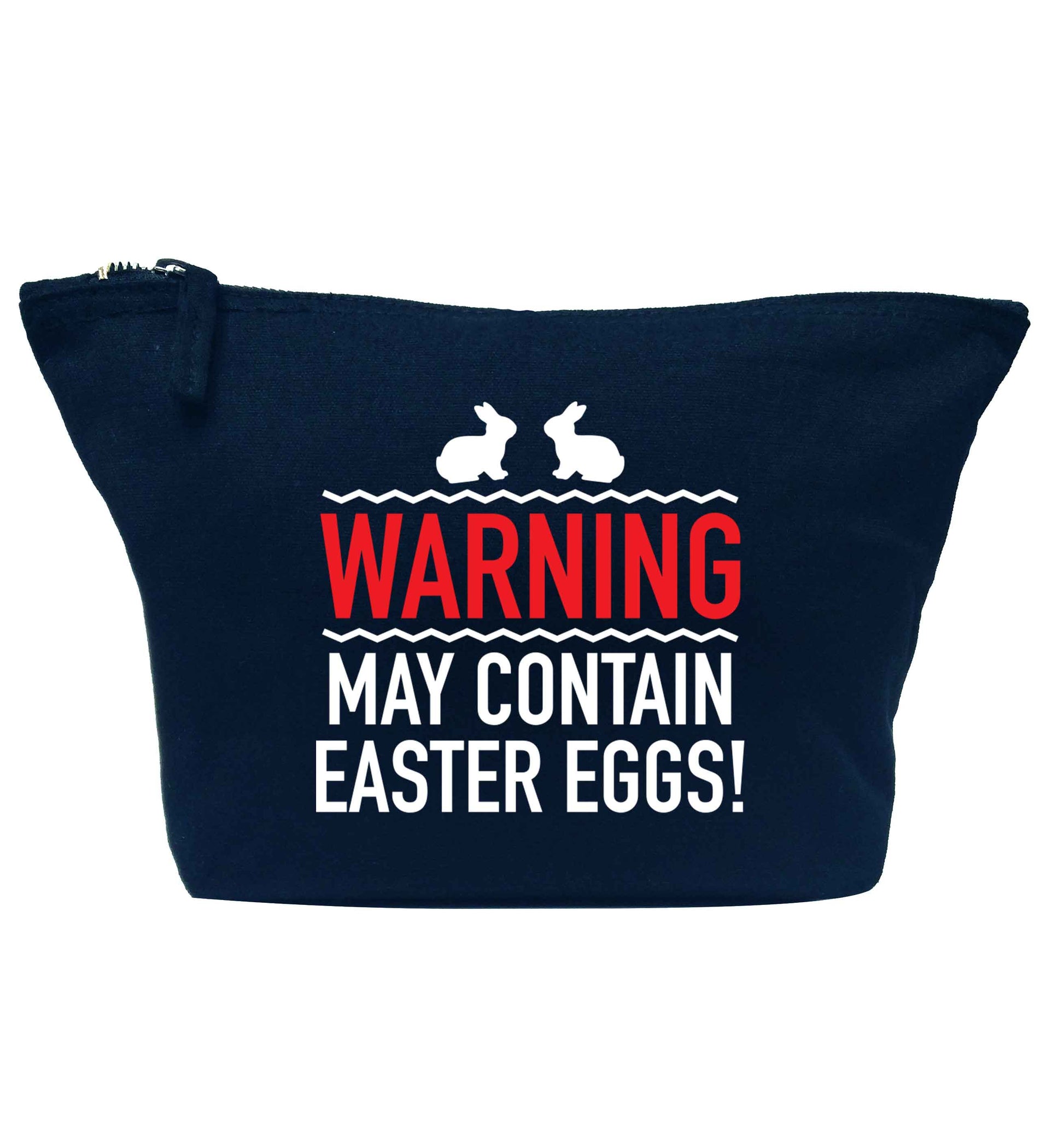 Warning may contain Easter eggs navy makeup bag