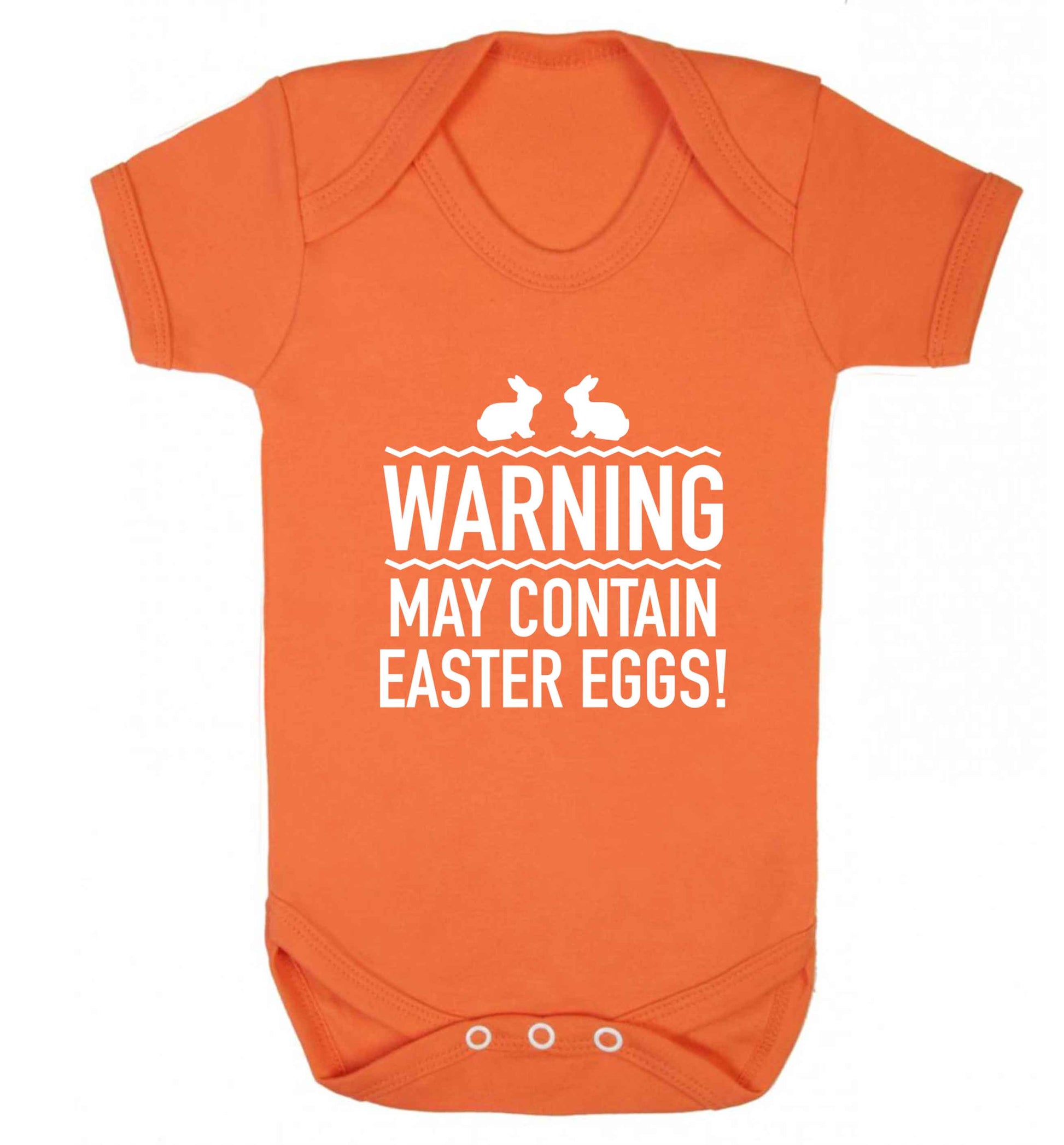 Warning may contain Easter eggs baby vest orange 18-24 months